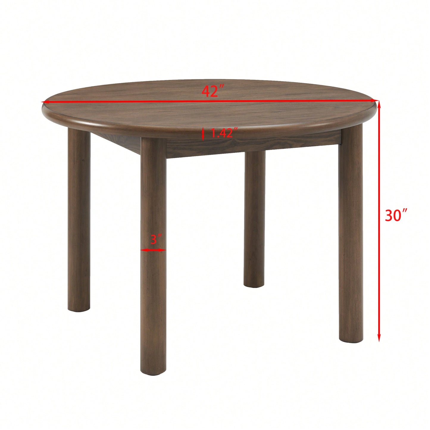 42 Inch Round Wooden Dining Table For 4, Retro Kitchen Table With Solid Wood Legs, Easy Assembly For Home And Restaurant Use