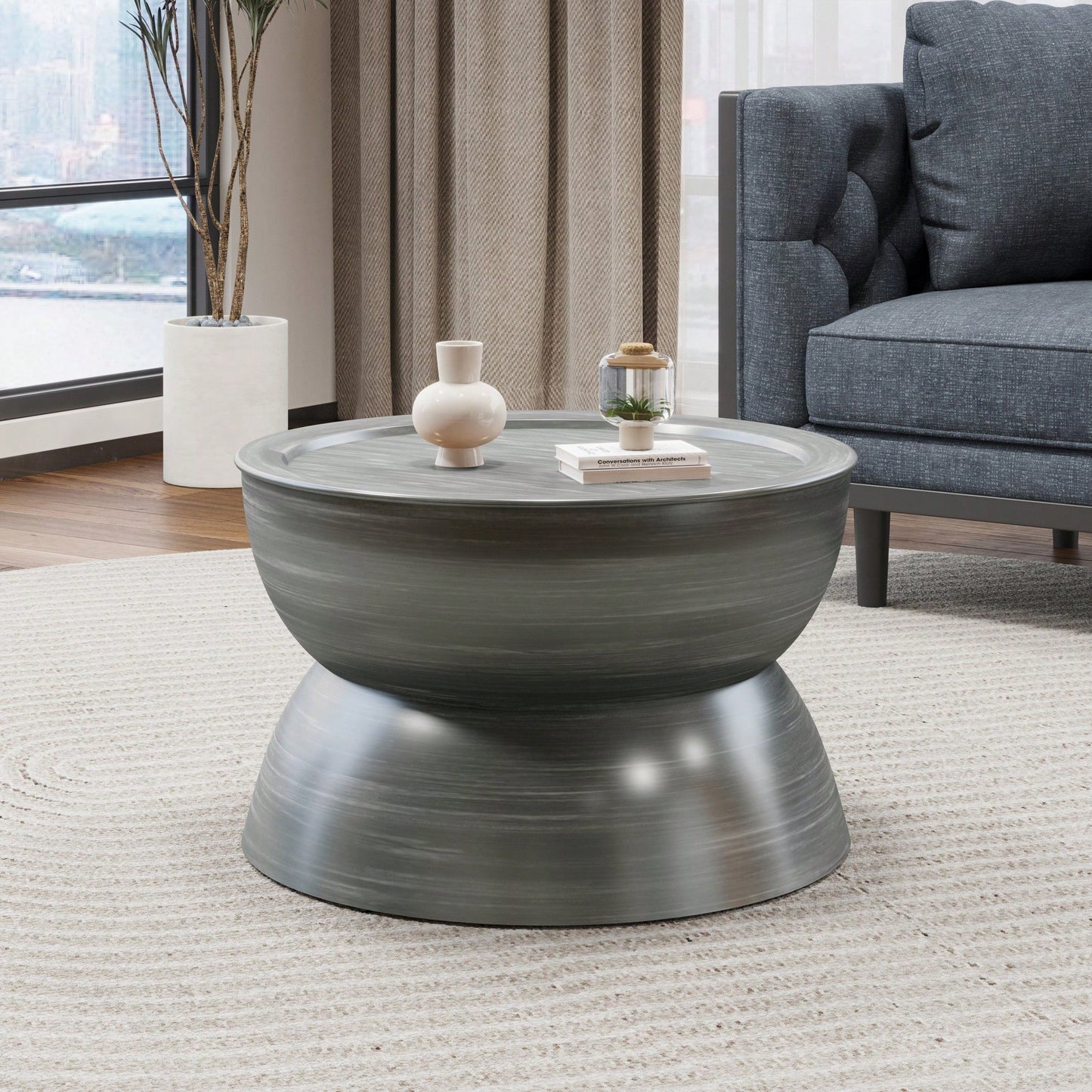 Artisan Hammered Metal Coffee Table - Rustic Chic Home Decor