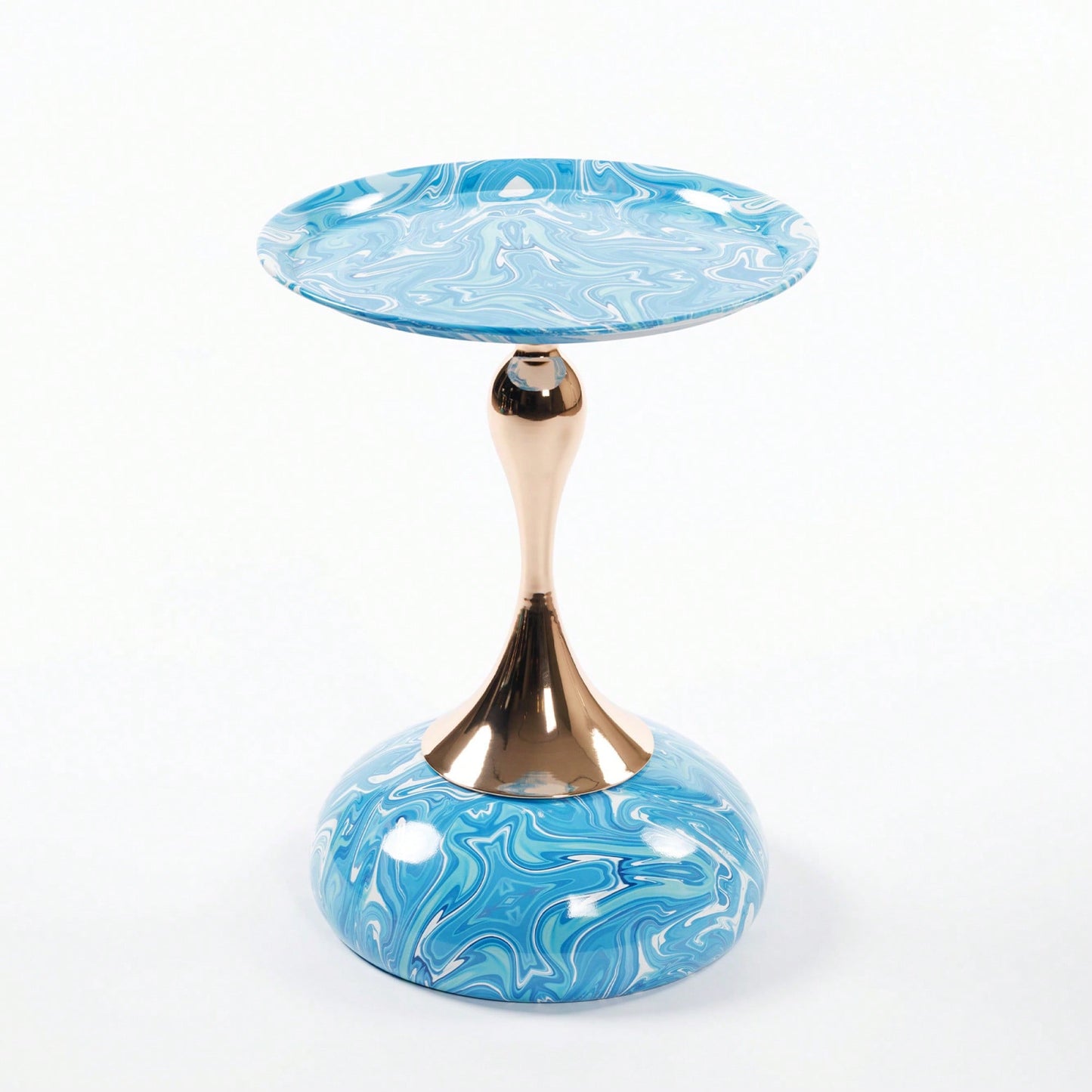 Modern Round Coffee Table With Metal Pedestal - Minimalist Side Table For Small Spaces, Perfect For Living Room Decor And Elegant Drink Serving