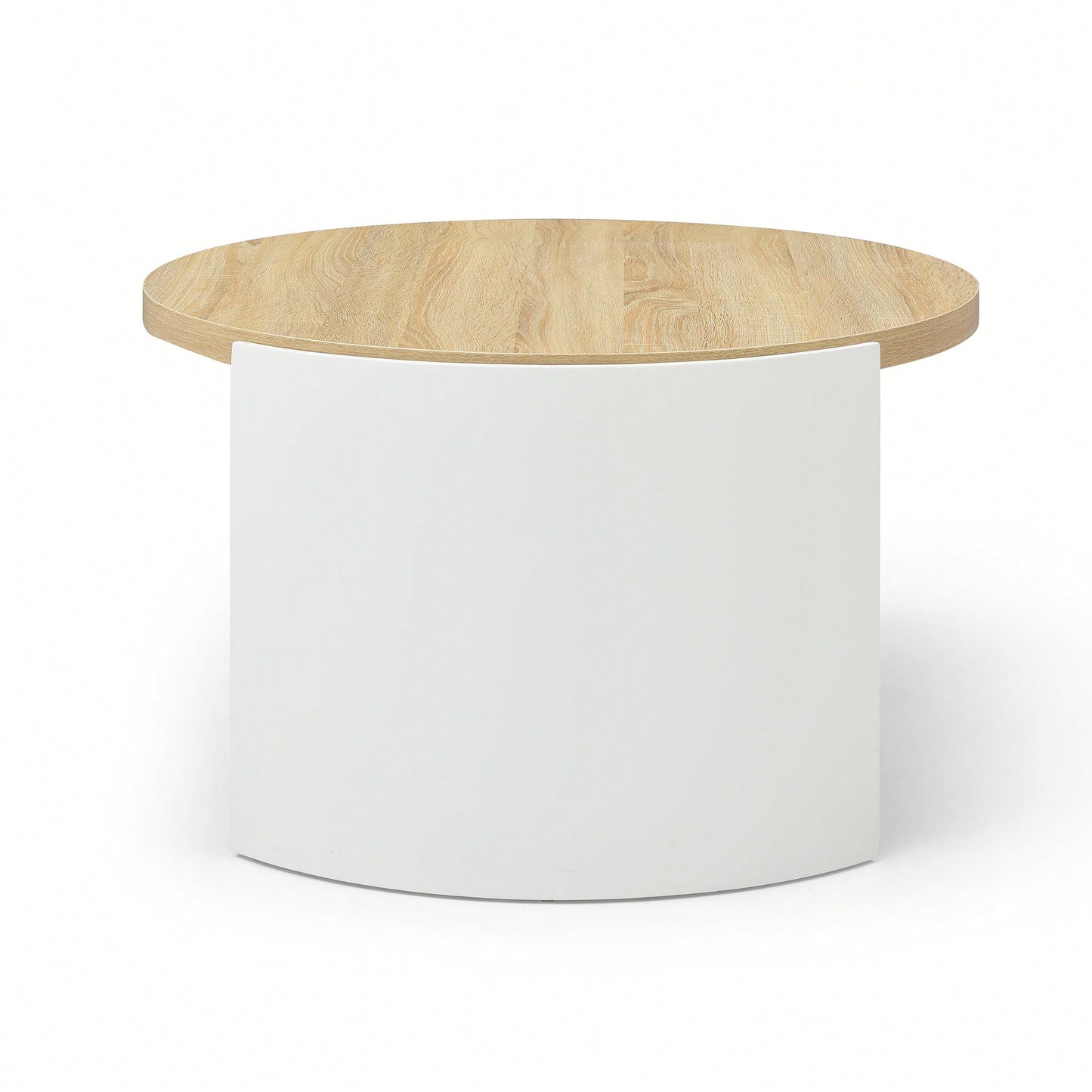 Rustic 31" Round Coffee Table With 2-Tier Storage Shelf For Living Room - Modern Natural Wood And White Design