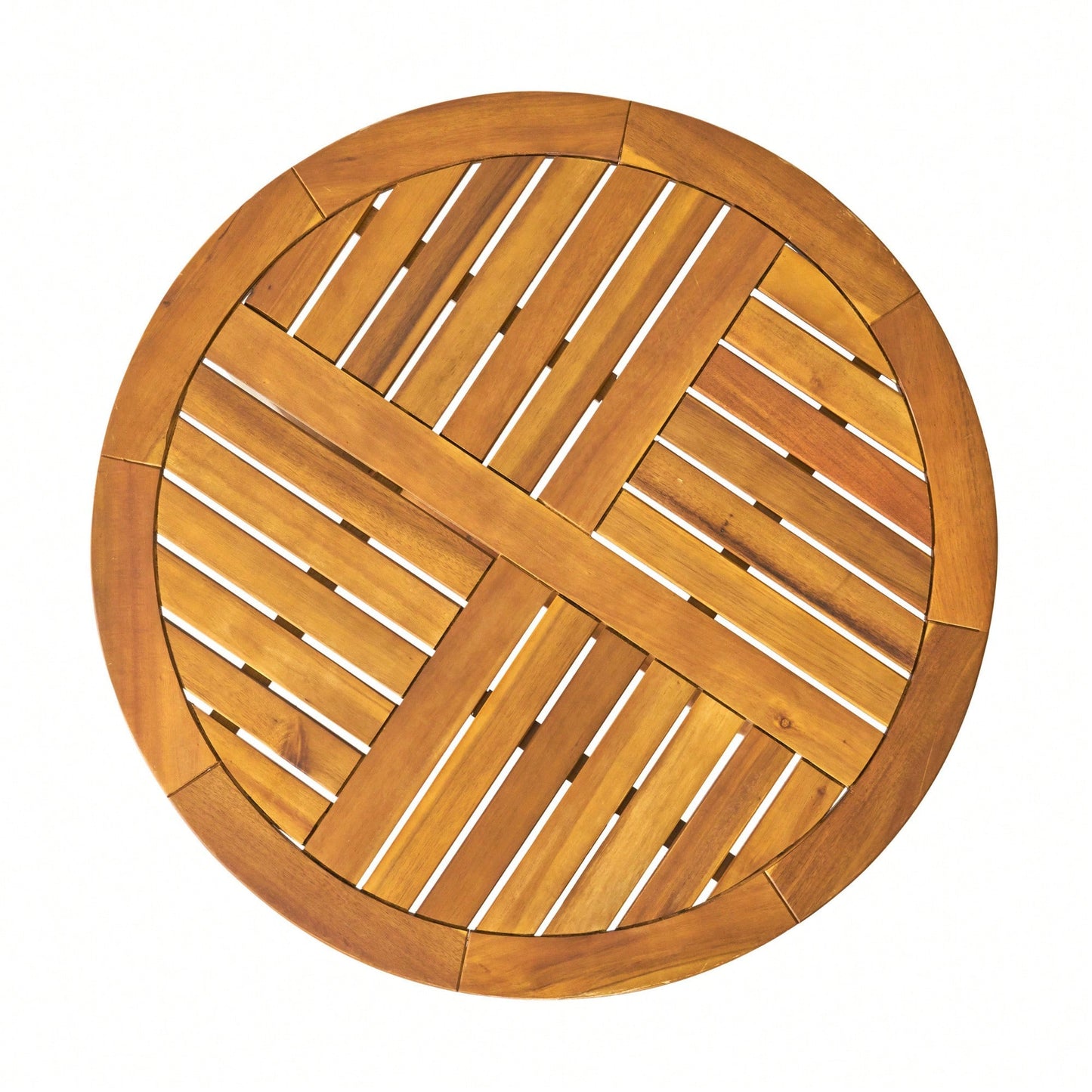 Stylish Outdoor Round Acacia Wood Accent Table - 27.5" Teak Finish For Durable Garden Or Patio Decor