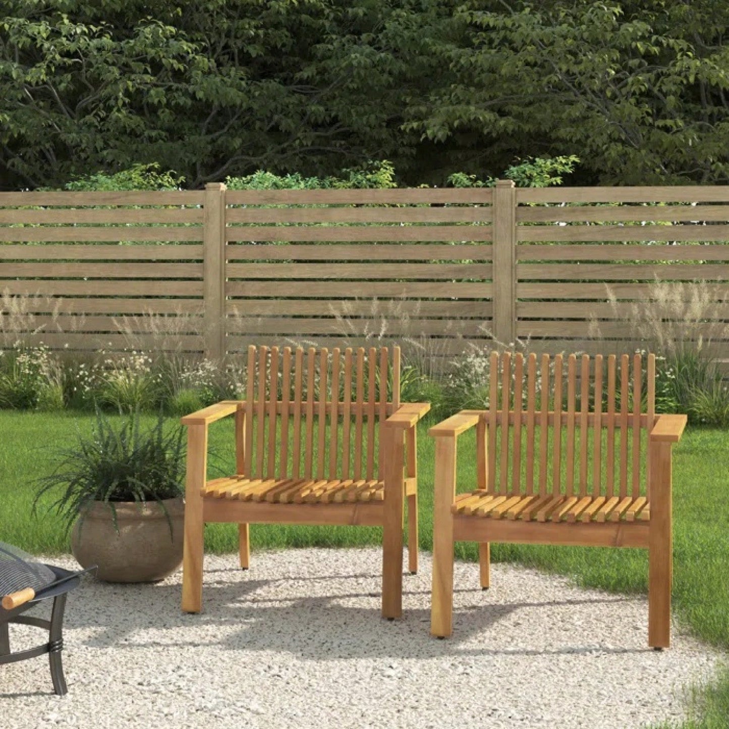 Set Of 2 Outdoor Acacia Wood Slatted Club Chairs With Teak Finish - Stylish Patio Seating, 30D X 28"W X 30.75"H"