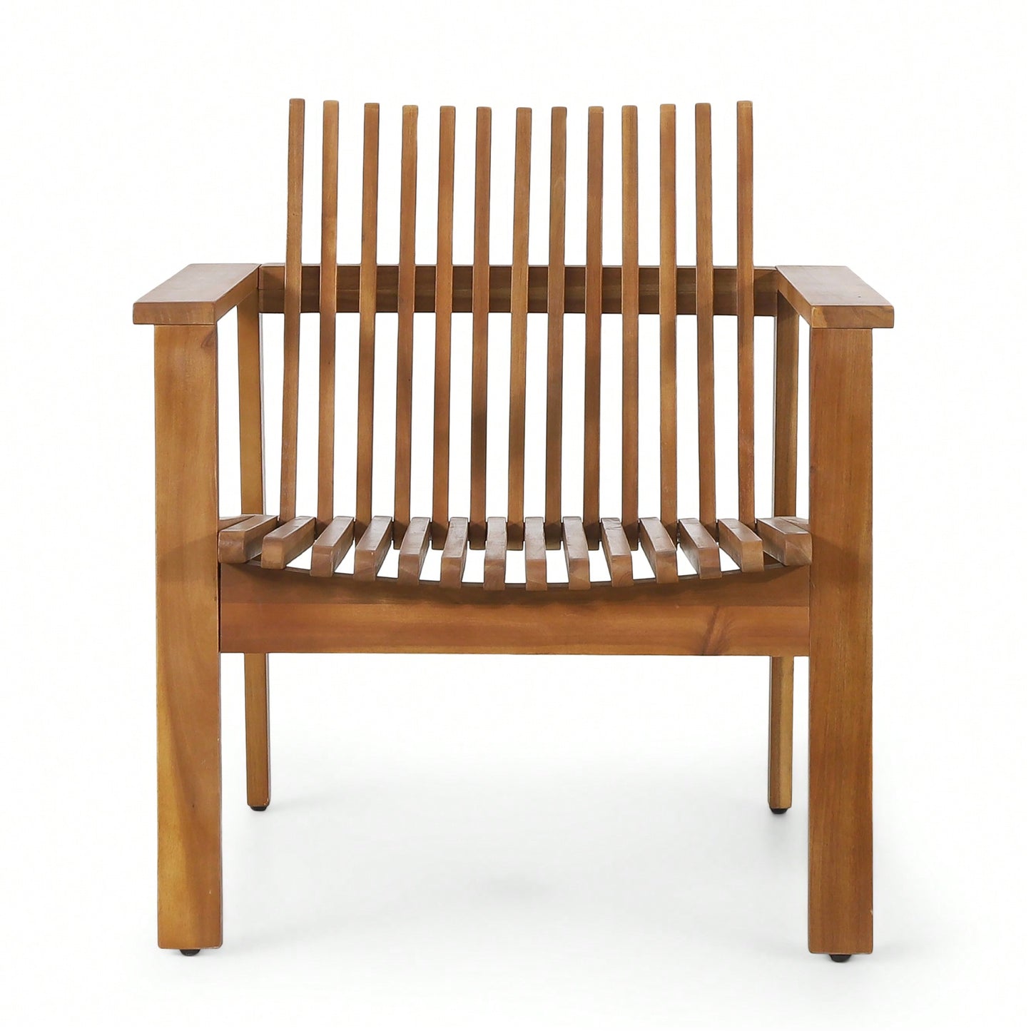 Set Of 2 Outdoor Acacia Wood Slatted Club Chairs With Teak Finish - Stylish Patio Seating, 30D X 28"W X 30.75"H"