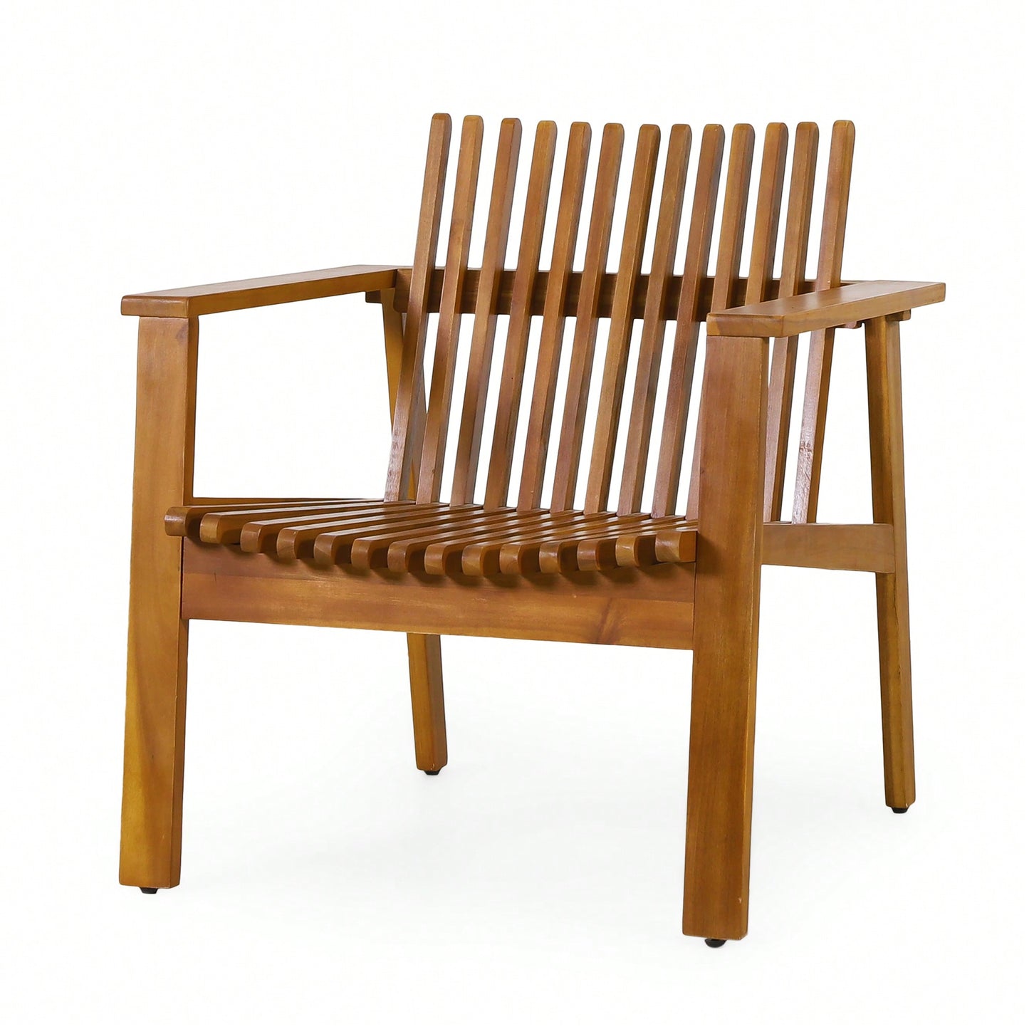 Set Of 2 Outdoor Acacia Wood Slatted Club Chairs With Teak Finish - Stylish Patio Seating, 30D X 28"W X 30.75"H"