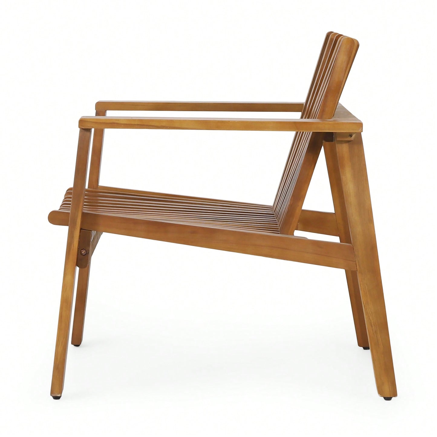 Set Of 2 Outdoor Acacia Wood Slatted Club Chairs With Teak Finish - Stylish Patio Seating, 30D X 28"W X 30.75"H"