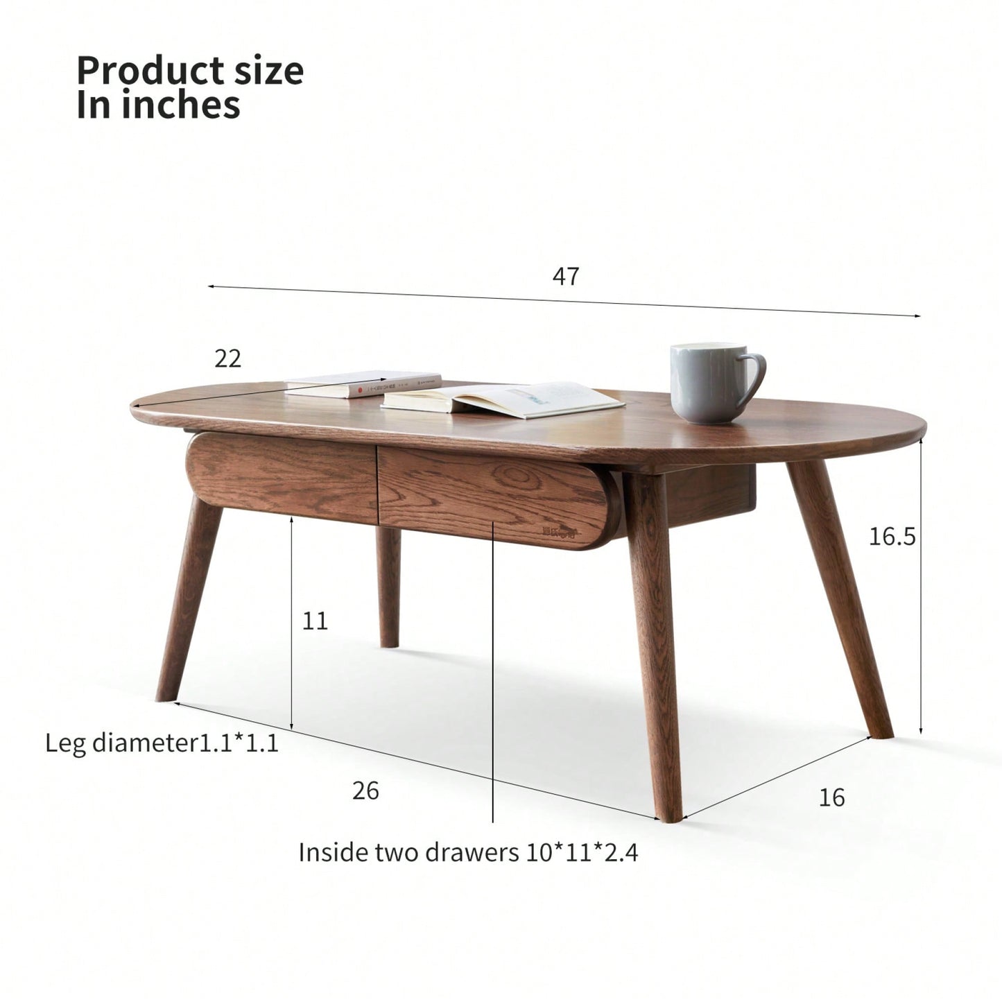 Solid Wood Capsule Center Table With Drawers – 120x52x46 Cm – Versatile Coffee Desk For Home Office And Study, Easy Assembly, Natural Finish