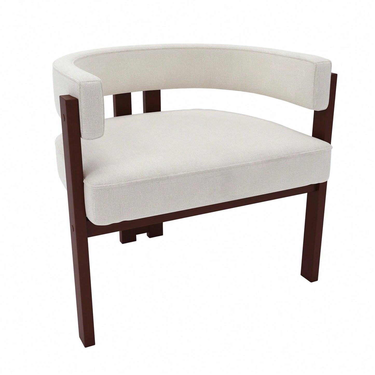 Set Of 2 Contemporary Teddy Upholstered Accent Chair With Open Back And Three Legs - Stylish Barrel Dining Chair For Living Room, Bedroom, Or Dining Room In Beige