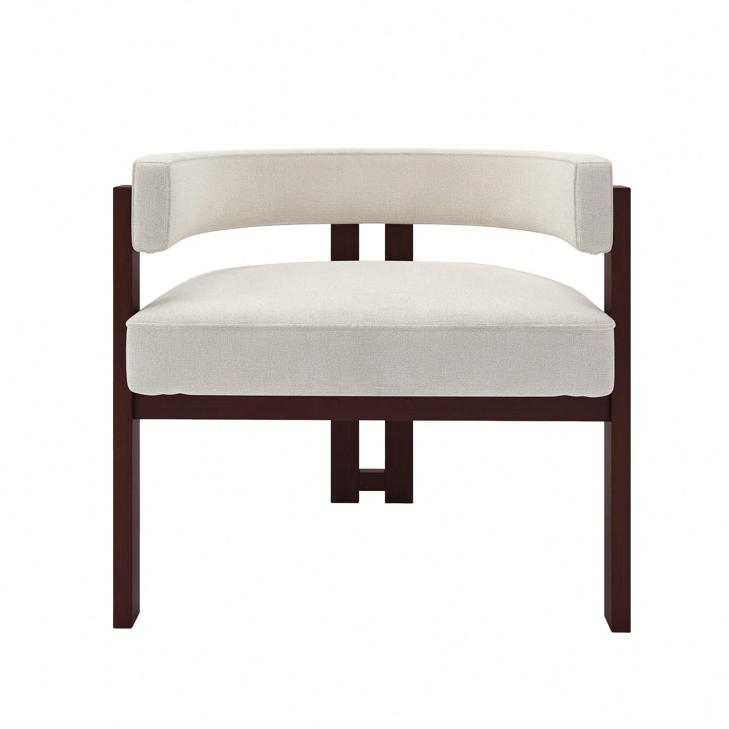 Set Of 2 Contemporary Teddy Upholstered Accent Chair With Open Back And Three Legs - Stylish Barrel Dining Chair For Living Room, Bedroom, Or Dining Room In Beige