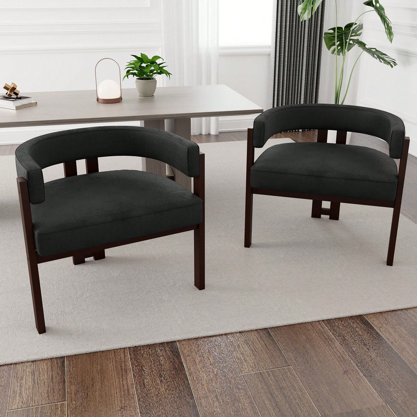 Set Of 2 Contemporary Teddy Upholstered Accent Chair With Open Back And Three Legs - Stylish Barrel Dining Chair For Living Room, Bedroom, Or Dining Room In Beige