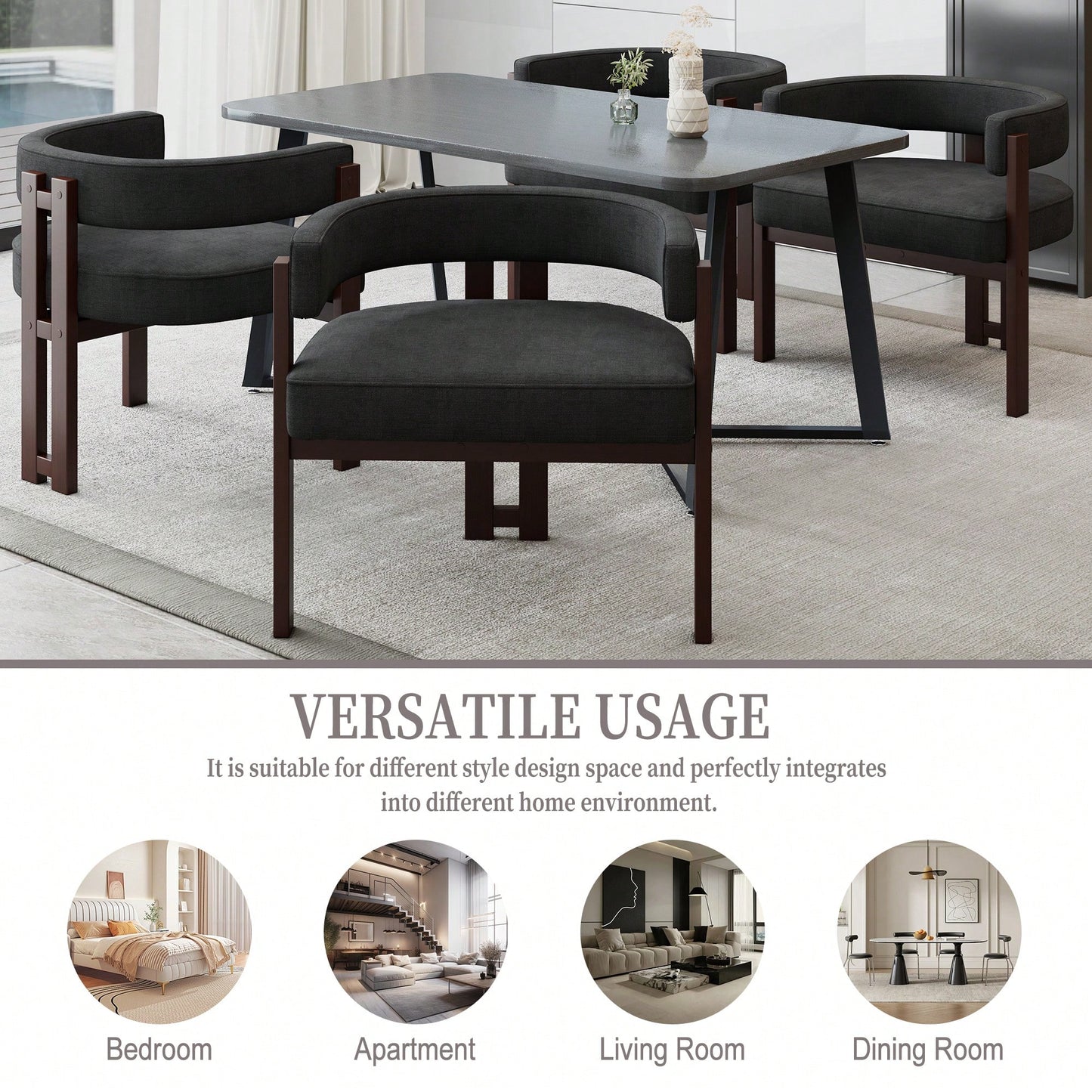 Set Of 2 Contemporary Teddy Upholstered Accent Chair With Open Back And Three Legs - Stylish Barrel Dining Chair For Living Room, Bedroom, Or Dining Room In Beige