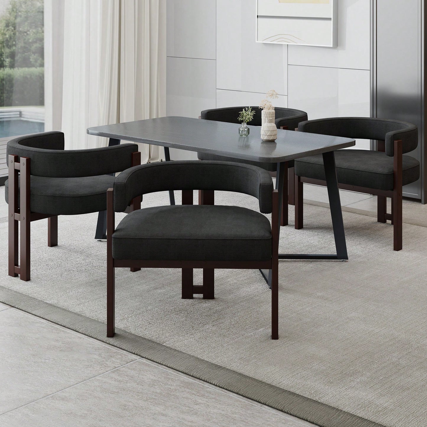 Set Of 2 Contemporary Teddy Upholstered Accent Chair With Open Back And Three Legs - Stylish Barrel Dining Chair For Living Room, Bedroom, Or Dining Room In Beige