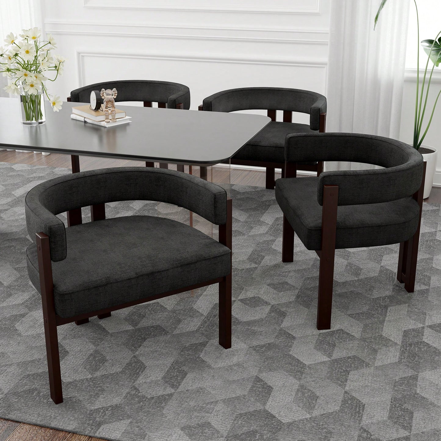 Set Of 2 Contemporary Teddy Upholstered Accent Chair With Open Back And Three Legs - Stylish Barrel Dining Chair For Living Room, Bedroom, Or Dining Room In Beige