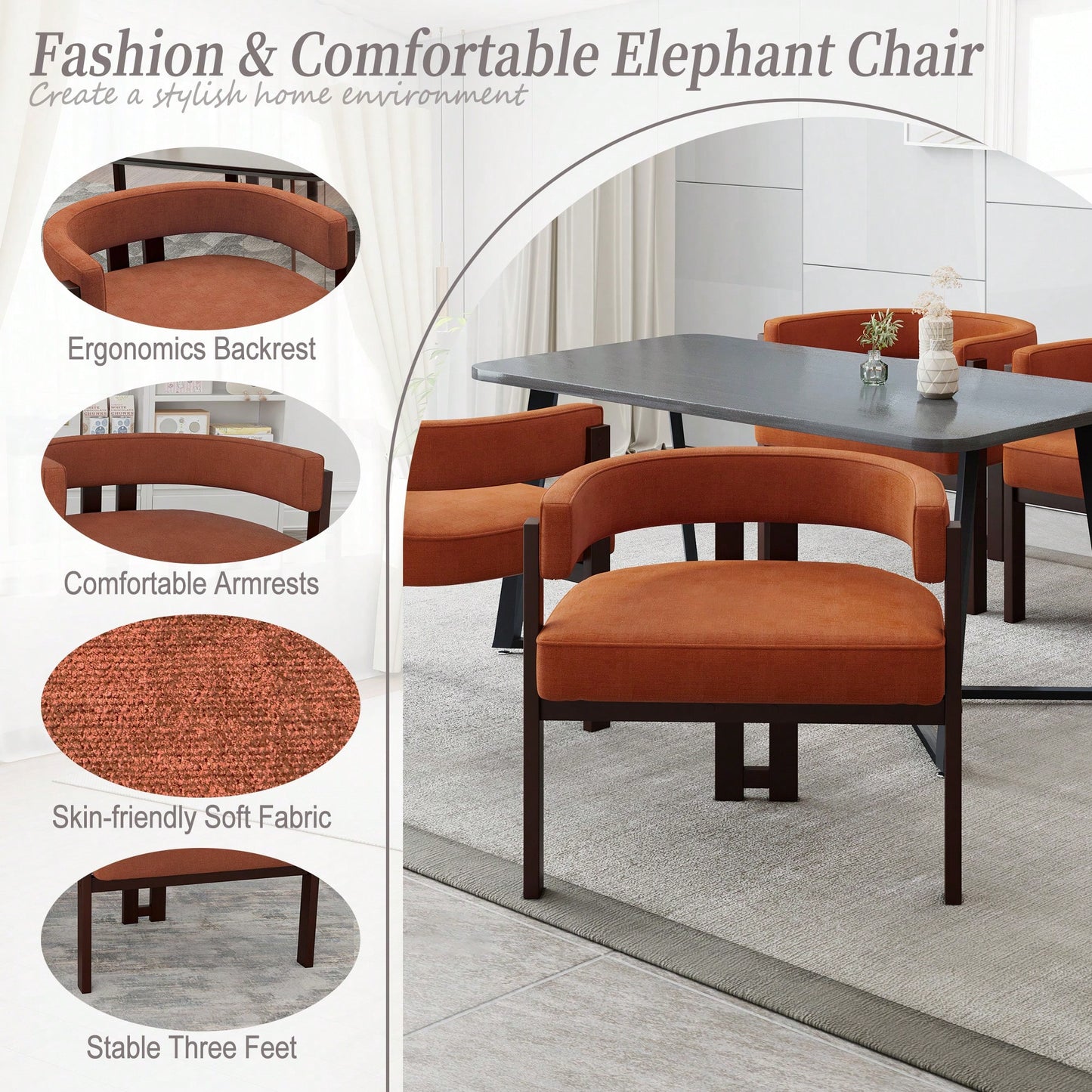 Set Of 2 Contemporary Teddy Upholstered Accent Chair With Open Back And Three Legs - Stylish Barrel Dining Chair For Living Room, Bedroom, Or Dining Room In Beige