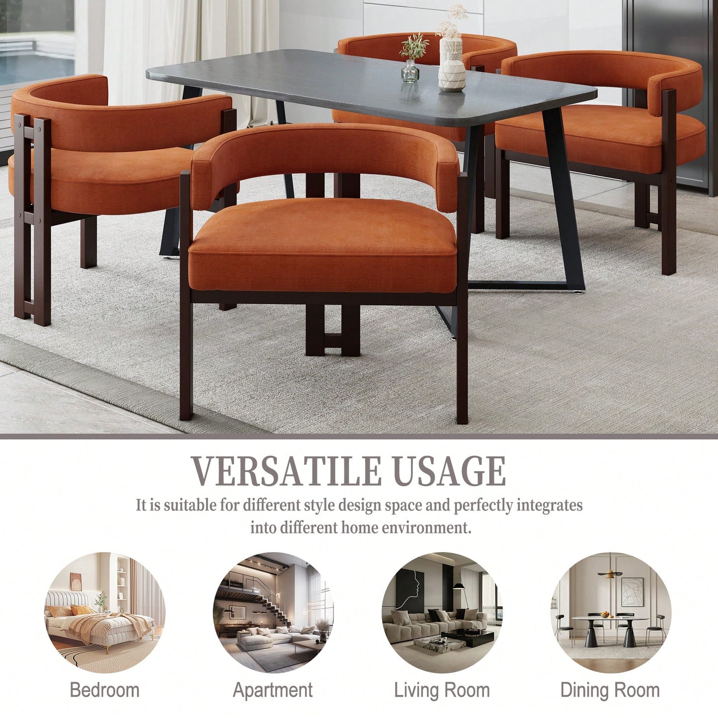 Set Of 2 Contemporary Teddy Upholstered Accent Chair With Open Back And Three Legs - Stylish Barrel Dining Chair For Living Room, Bedroom, Or Dining Room In Beige