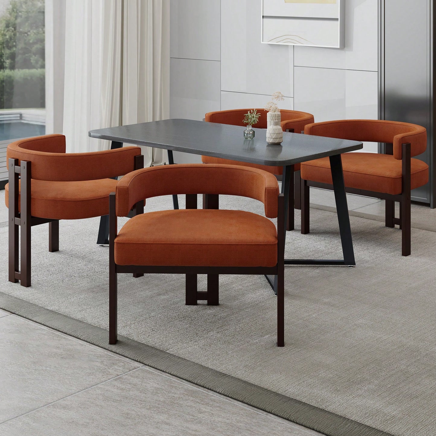 Set Of 2 Contemporary Teddy Upholstered Accent Chair With Open Back And Three Legs - Stylish Barrel Dining Chair For Living Room, Bedroom, Or Dining Room In Beige