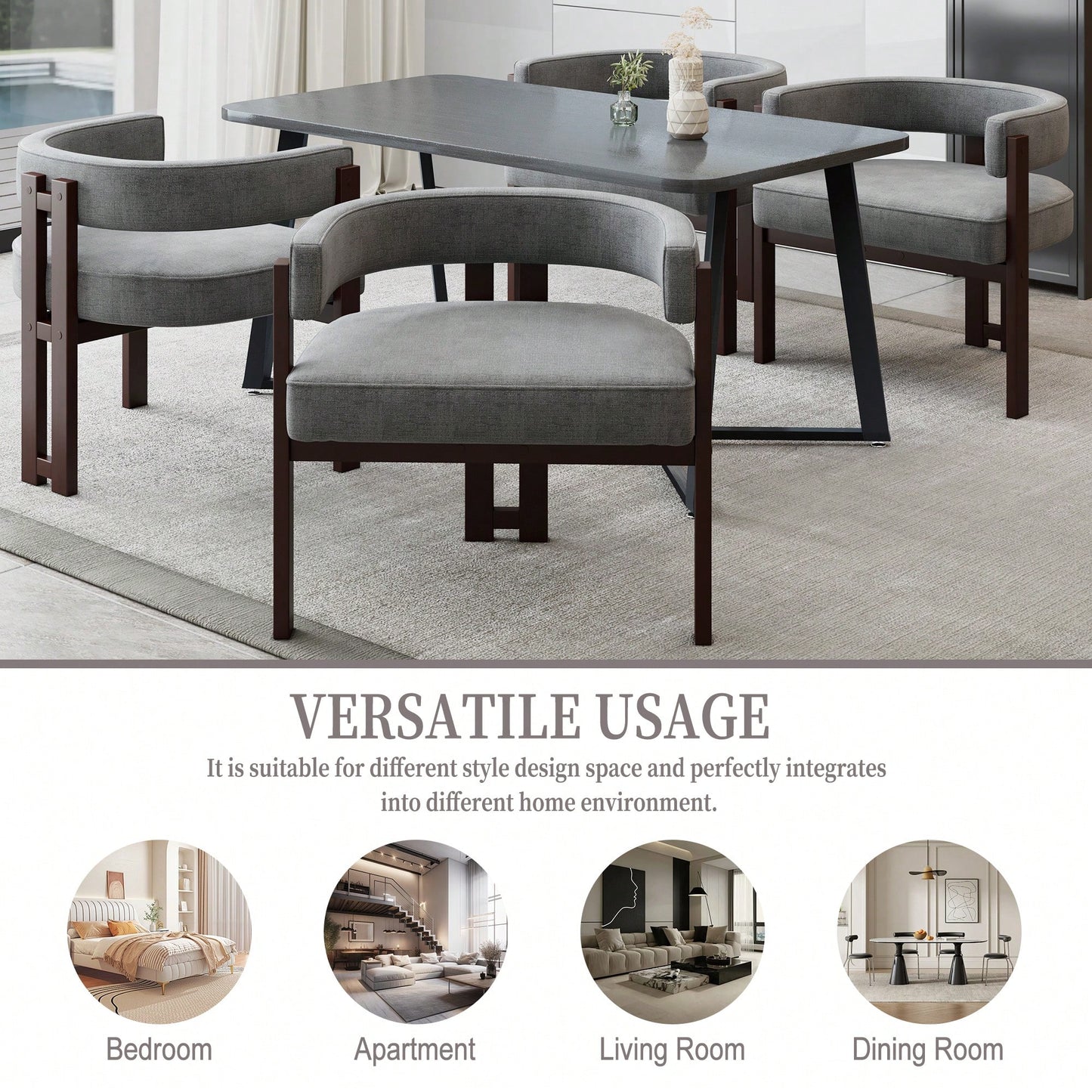 Set Of 2 Contemporary Teddy Upholstered Accent Chair With Open Back And Three Legs - Stylish Barrel Dining Chair For Living Room, Bedroom, Or Dining Room In Beige
