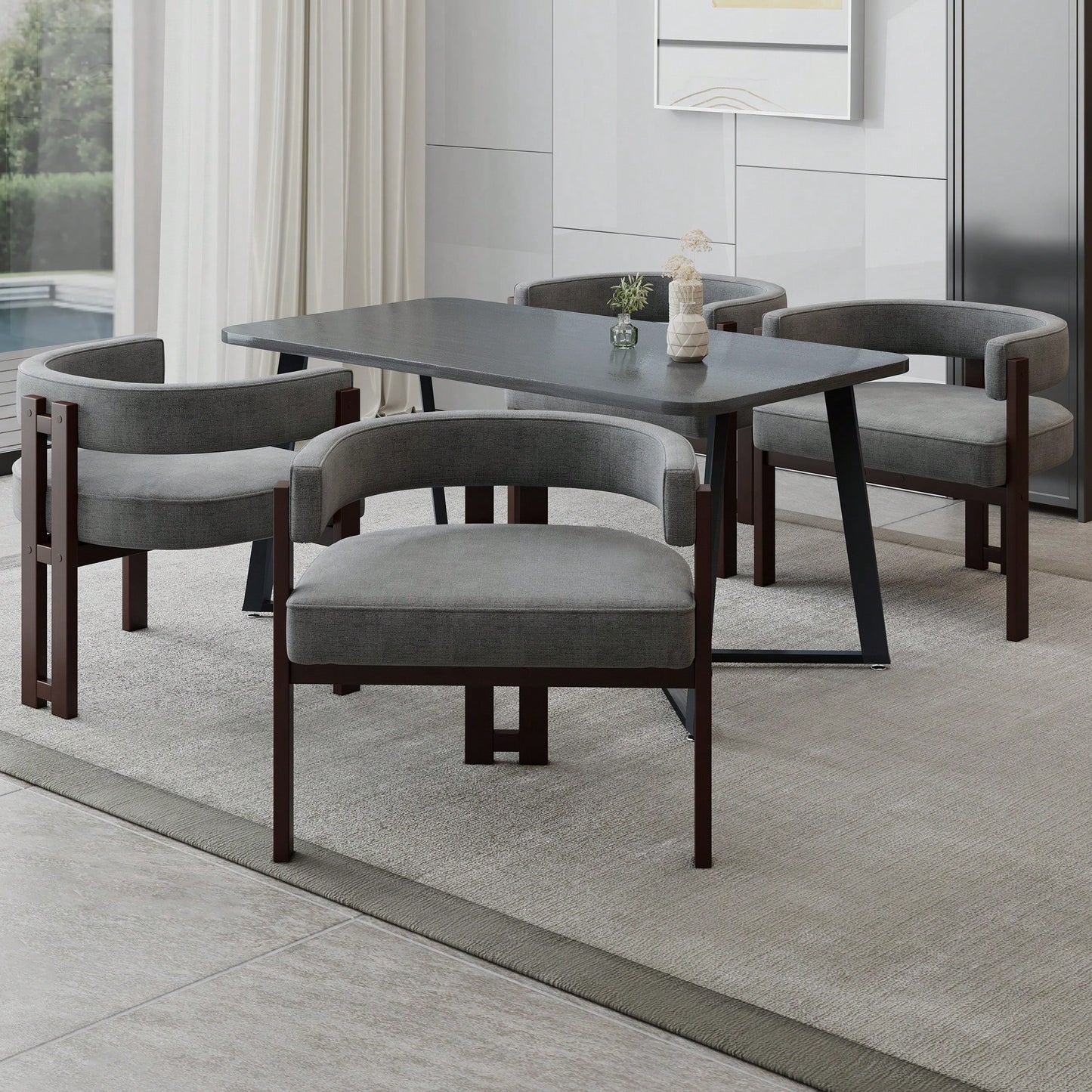 Set Of 2 Contemporary Teddy Upholstered Accent Chair With Open Back And Three Legs - Stylish Barrel Dining Chair For Living Room, Bedroom, Or Dining Room In Beige