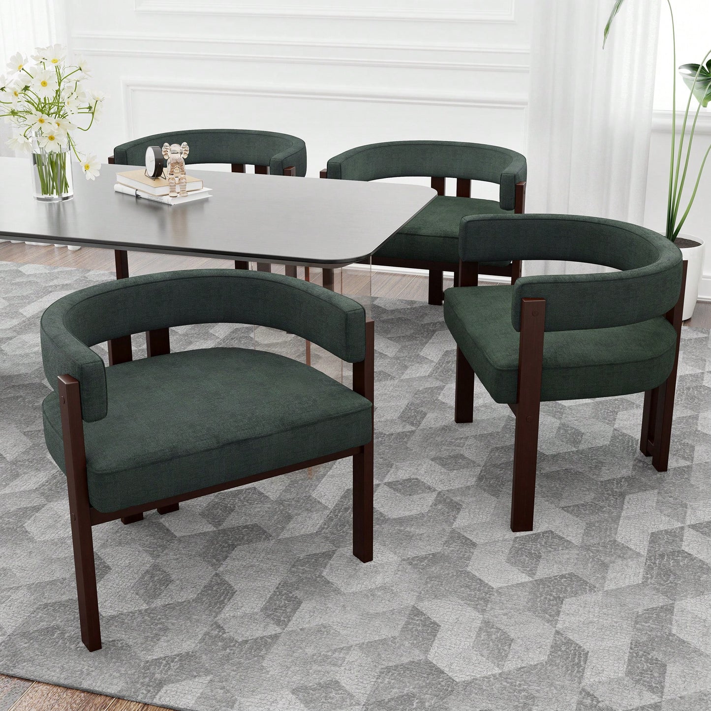 Set Of 2 Contemporary Teddy Upholstered Accent Chair With Open Back And Three Legs - Stylish Barrel Dining Chair For Living Room, Bedroom, Or Dining Room In Beige