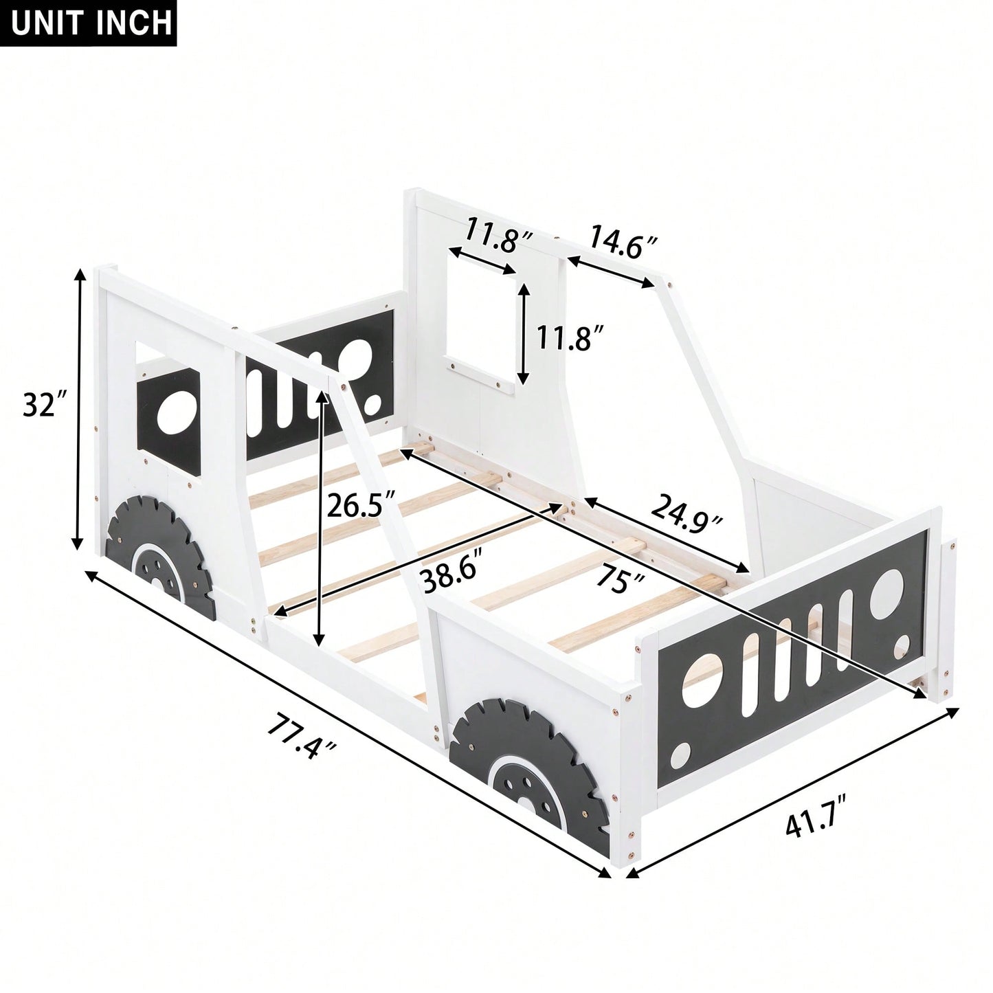 Classic Car-Inspired Twin Size Platform Bed With Wheels In Blue - Fun And Stylish Kids' Furniture
