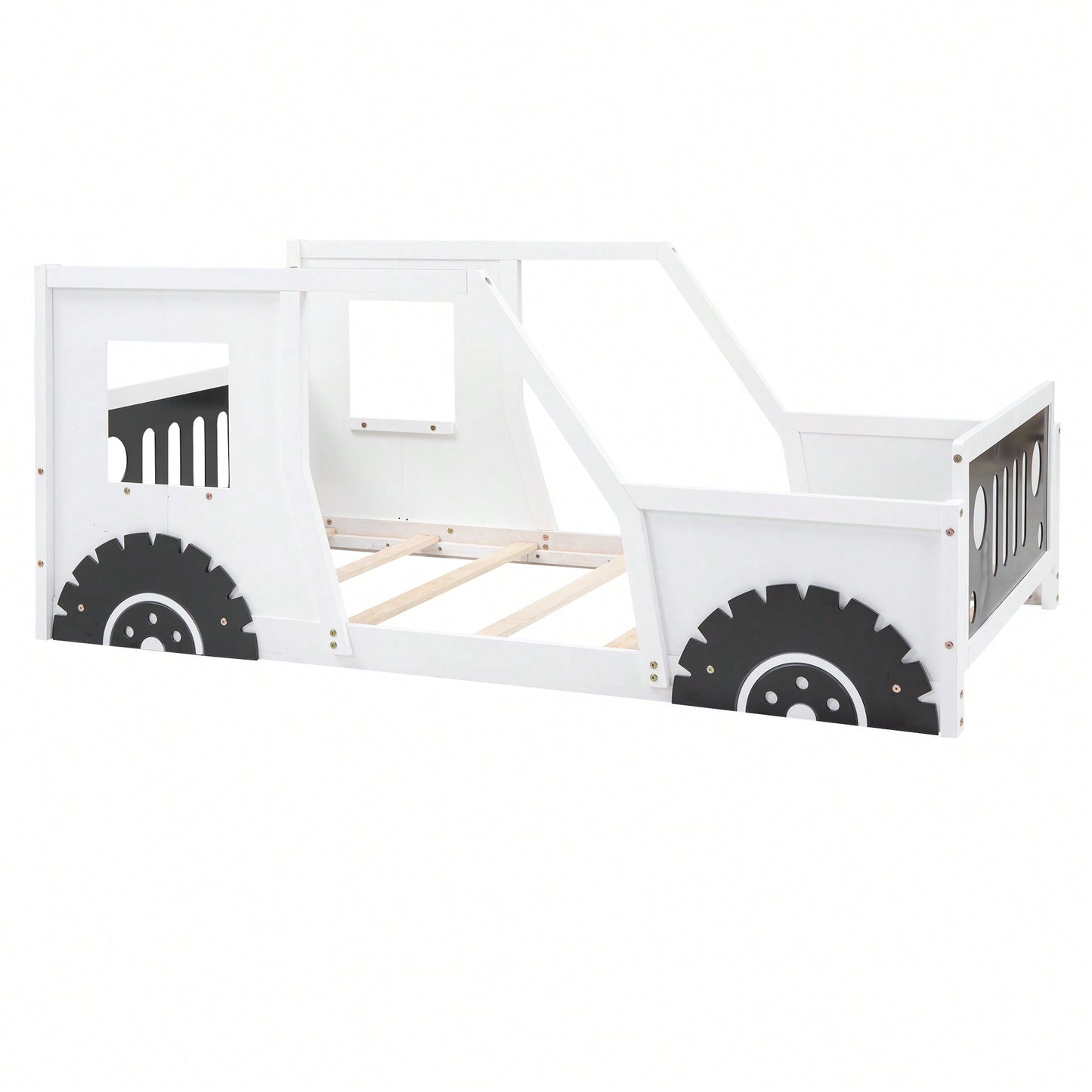 Classic Car-Inspired Twin Size Platform Bed With Wheels In Blue - Fun And Stylish Kids' Furniture