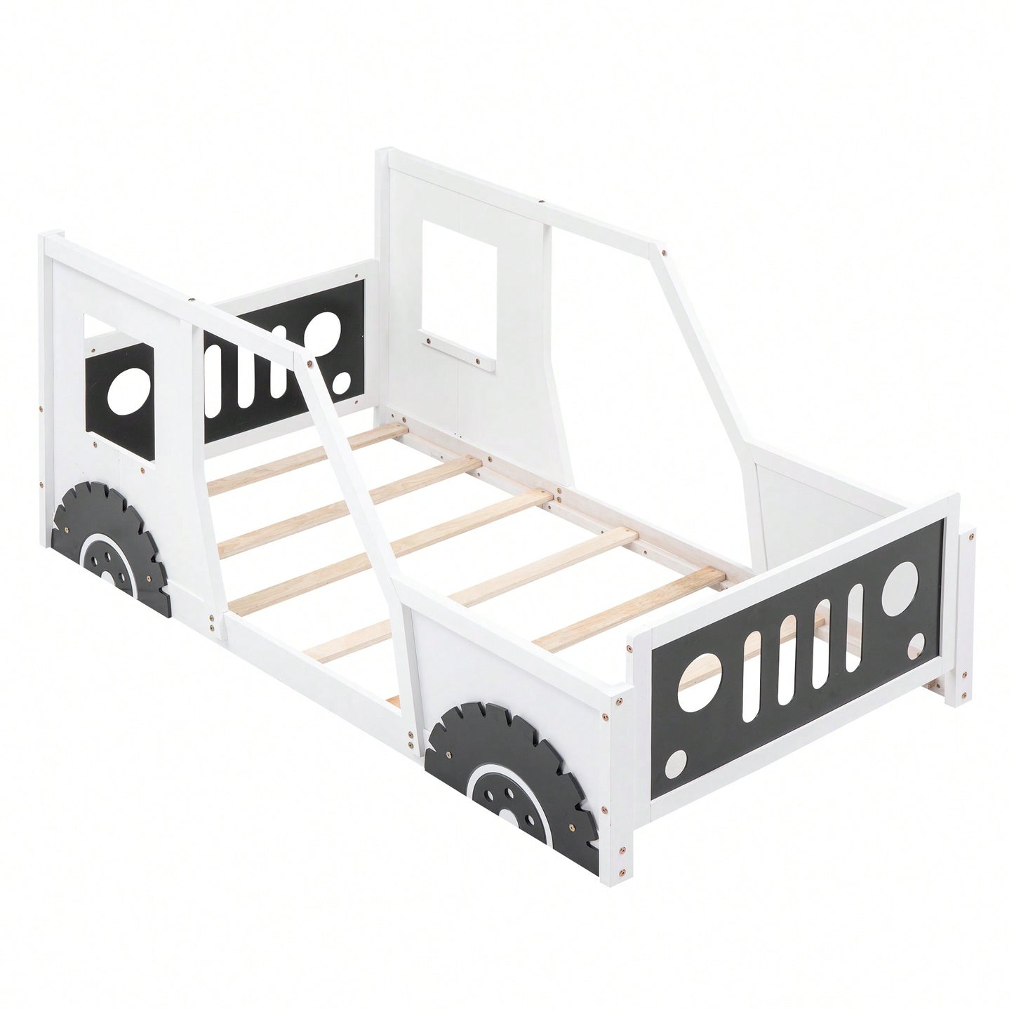 Classic Car-Inspired Twin Size Platform Bed With Wheels In Blue - Fun And Stylish Kids' Furniture