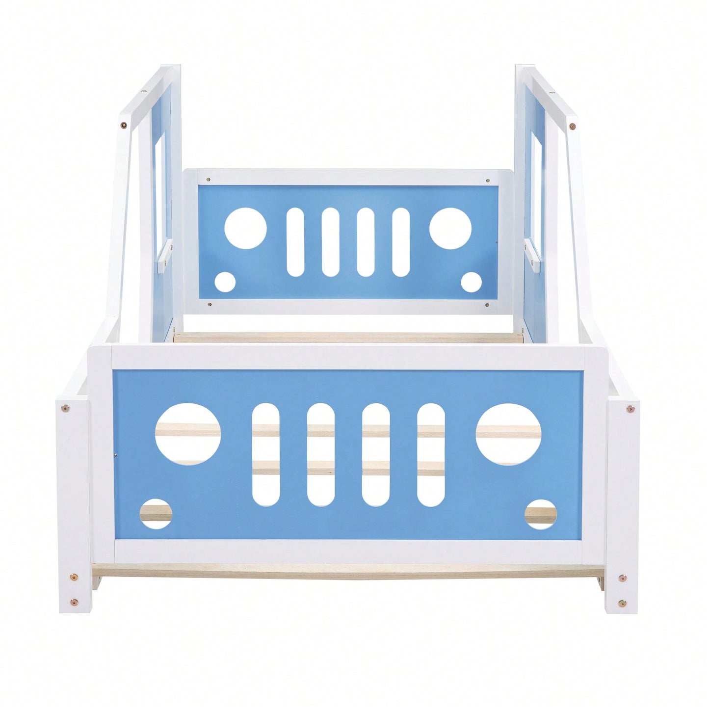 Classic Car-Inspired Twin Size Platform Bed With Wheels In Blue - Fun And Stylish Kids' Furniture