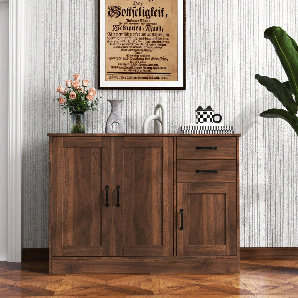 Stylish Wooden Buffet Sideboard With Doors And Drawers – Versatile Entryway & Dining Room Storage Cabinet, 43.3 Inches