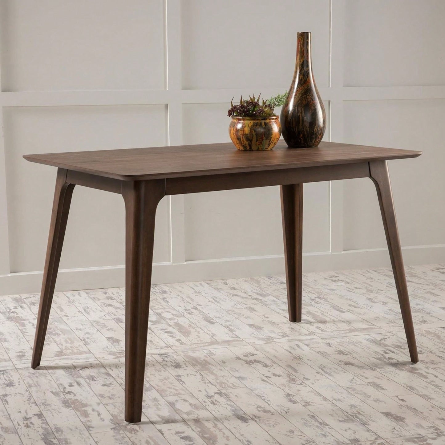 Elegant Walnut Dining Table With Sturdy Solid Wood Legs For Timeless Home Décor