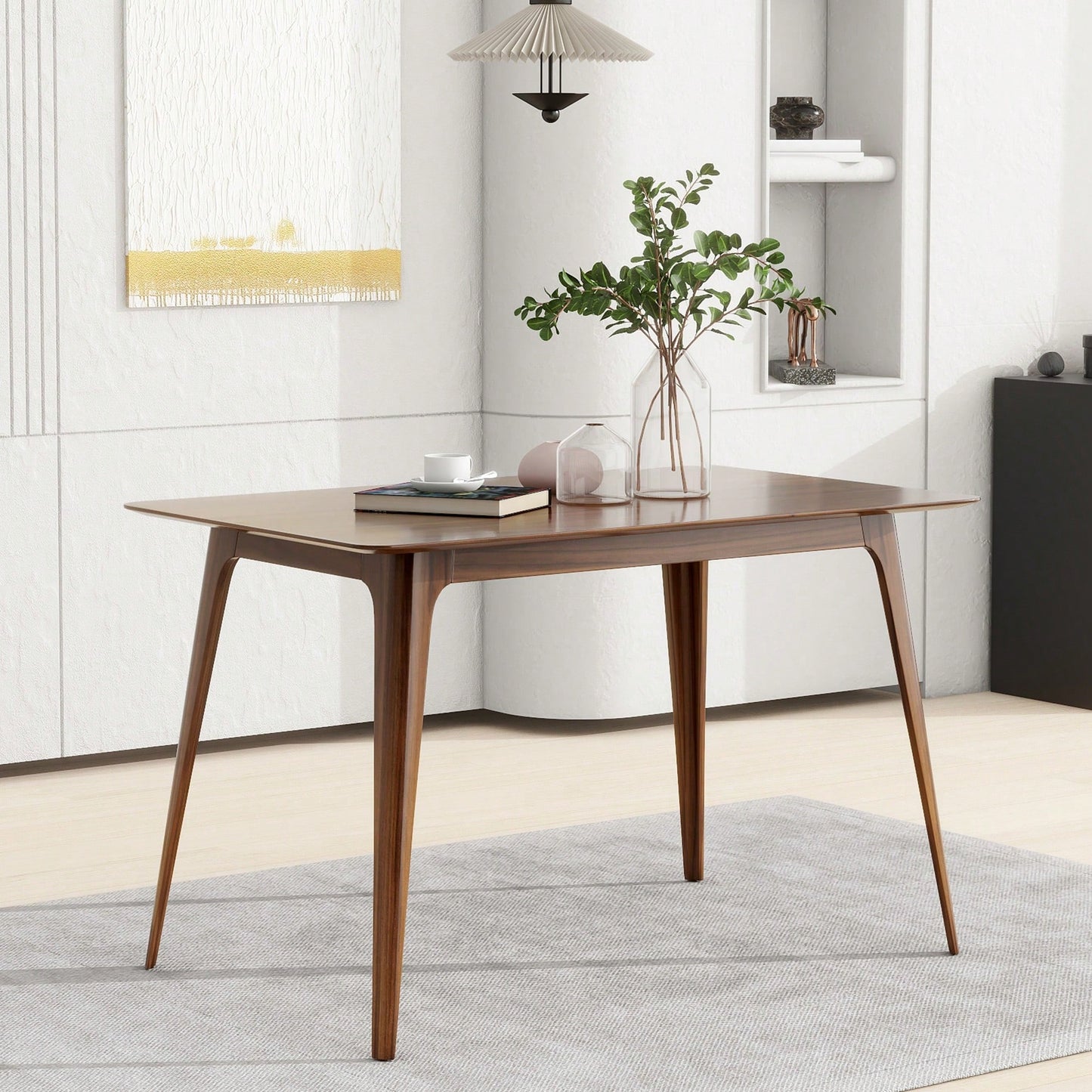 Elegant Walnut Dining Table With Sturdy Solid Wood Legs For Timeless Home Décor