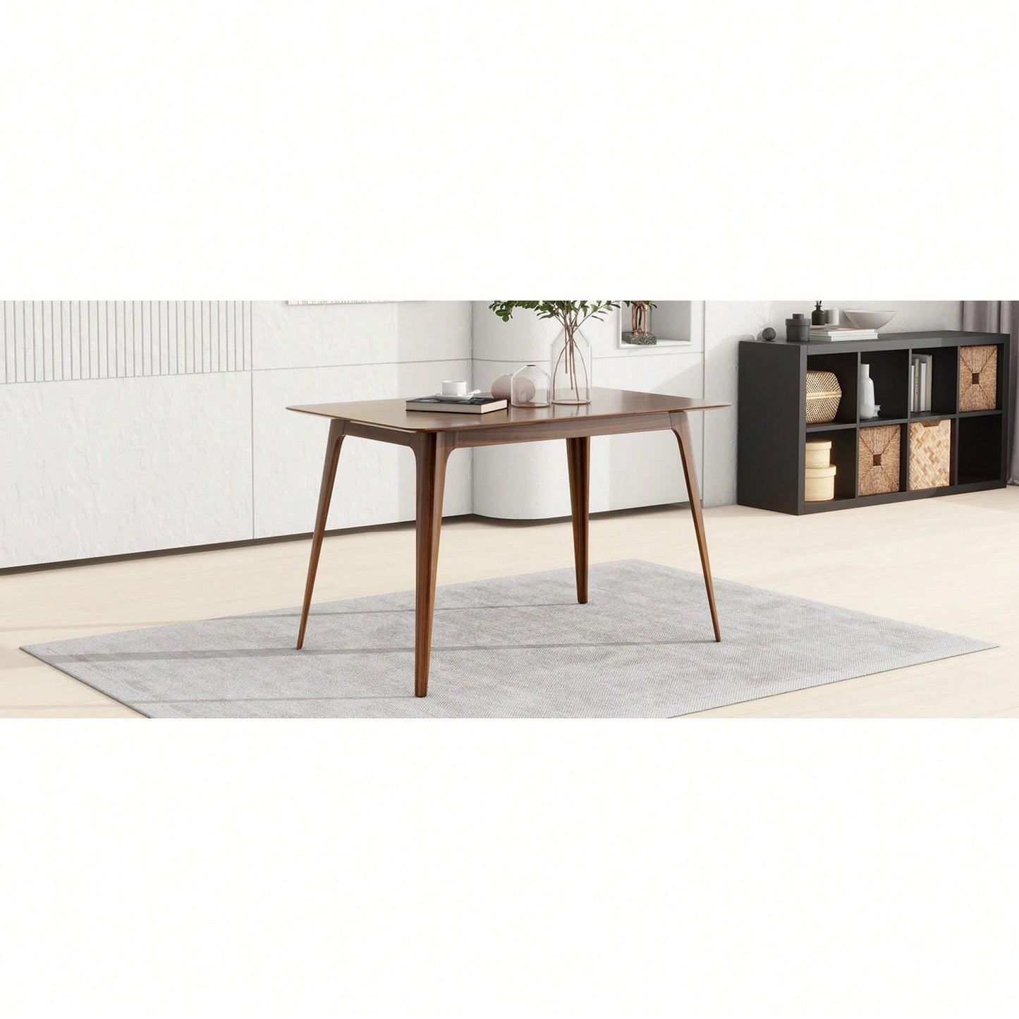 Elegant Walnut Dining Table With Sturdy Solid Wood Legs For Timeless Home Décor