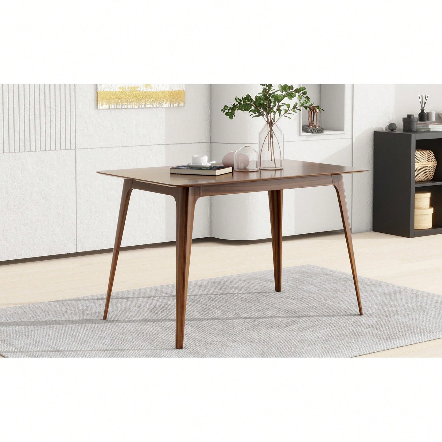 Elegant Walnut Dining Table With Sturdy Solid Wood Legs For Timeless Home Décor