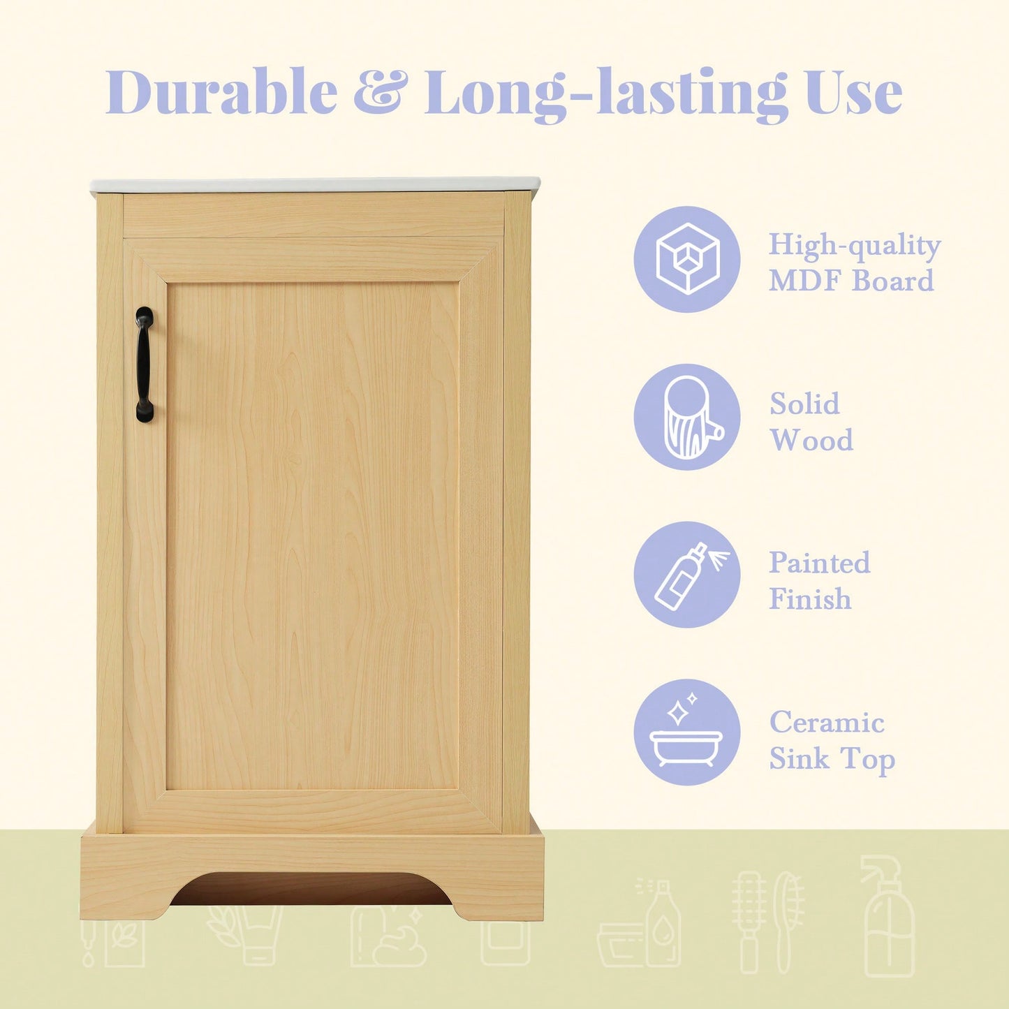 Elegant 20" Bathroom Vanity With Sink, Soft Close Doors, Storage Cabinet, Adjustable Shelves, Natural Wood Finish