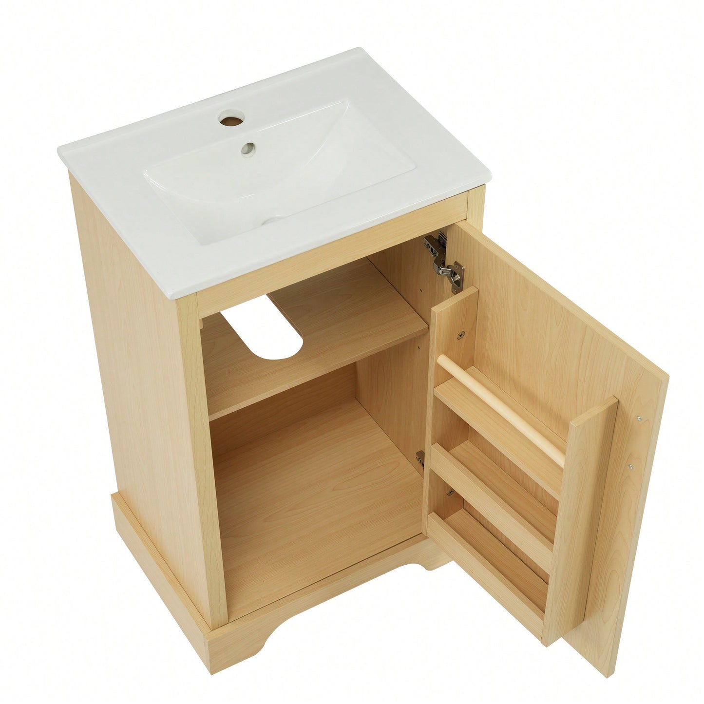 Elegant 20" Bathroom Vanity With Sink, Soft Close Doors, Storage Cabinet, Adjustable Shelves, Natural Wood Finish