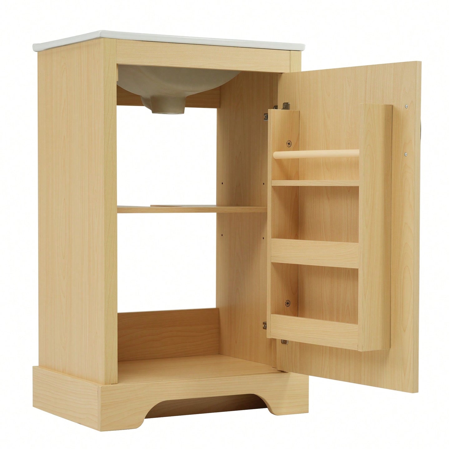 Elegant 20" Bathroom Vanity With Sink, Soft Close Doors, Storage Cabinet, Adjustable Shelves, Natural Wood Finish