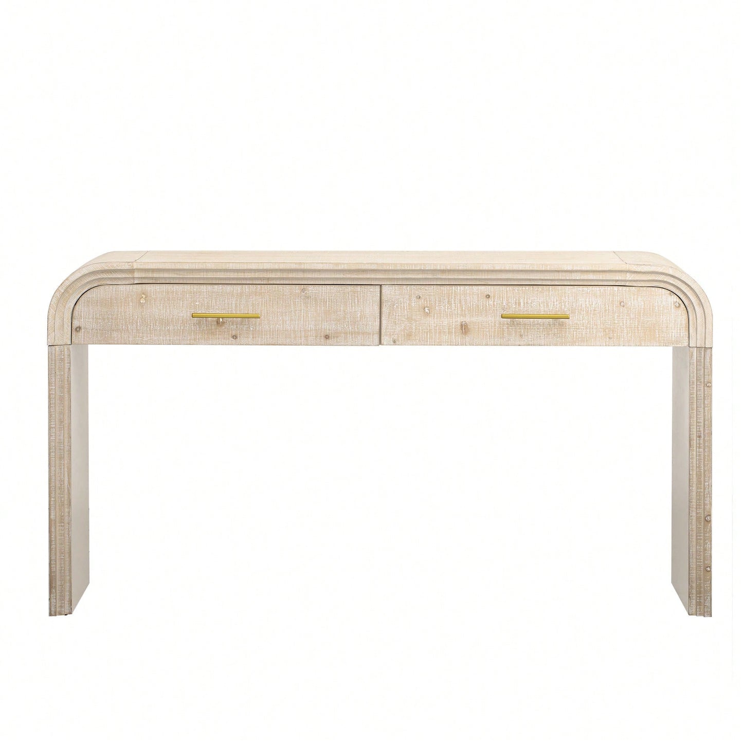 Unique Retro Console Table With Open Design And Two Top Drawers For Entryway Dining Room Living Room Natural Wood Finish