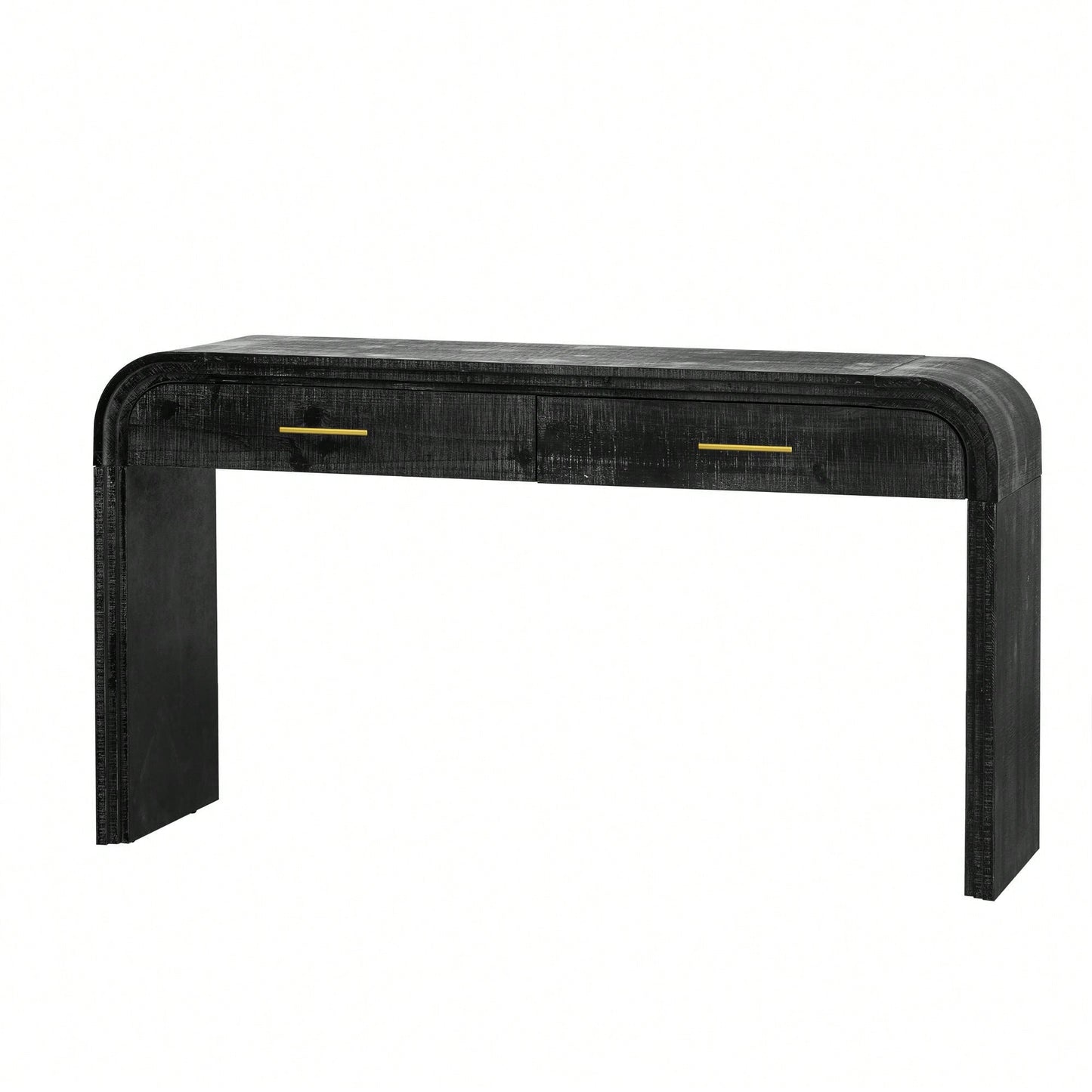 Unique Retro Console Table With Open Design And Two Top Drawers For Entryway Dining Room Living Room Natural Wood Finish