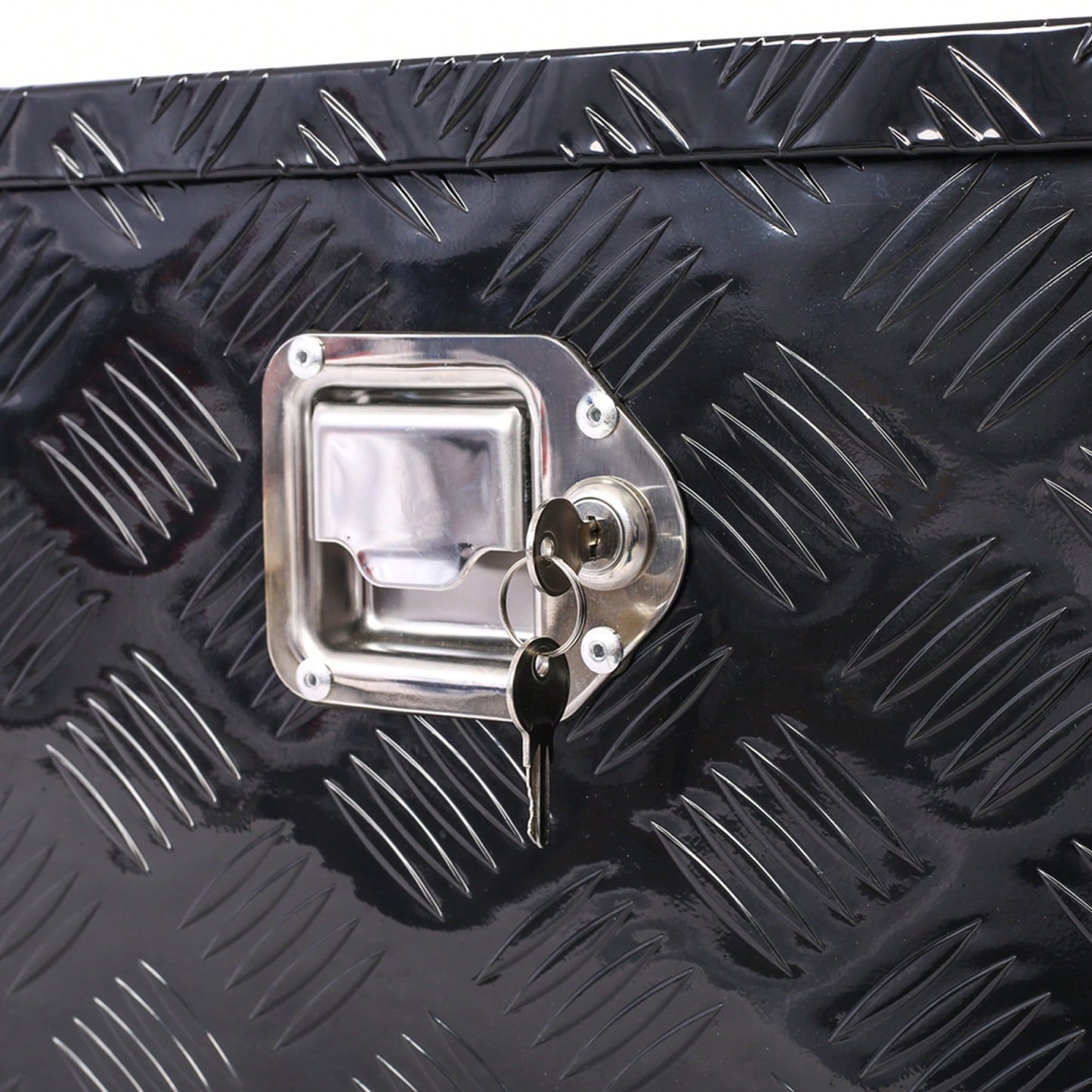 Heavy Duty 39 Inch Aluminum Tool Box For Truck Bed And Trailer Storage With Lock And Keys, Black Outdoor RV Organizer 39x13x10 Inch