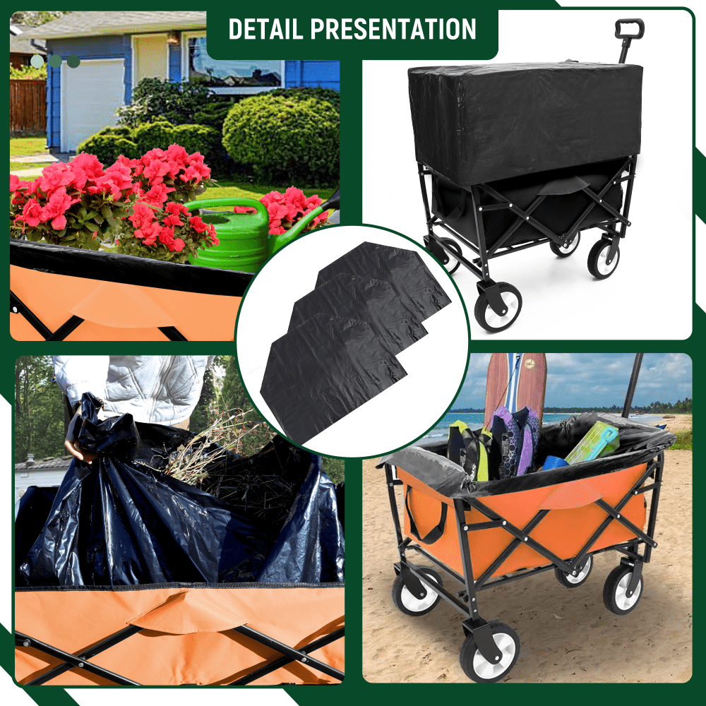 Heavy Duty Collapsible Beach Wagon Utility Cart For Camping Shopping Sports Gardening Fishing Supports 225lbs With All-Terrain Wheels Orange