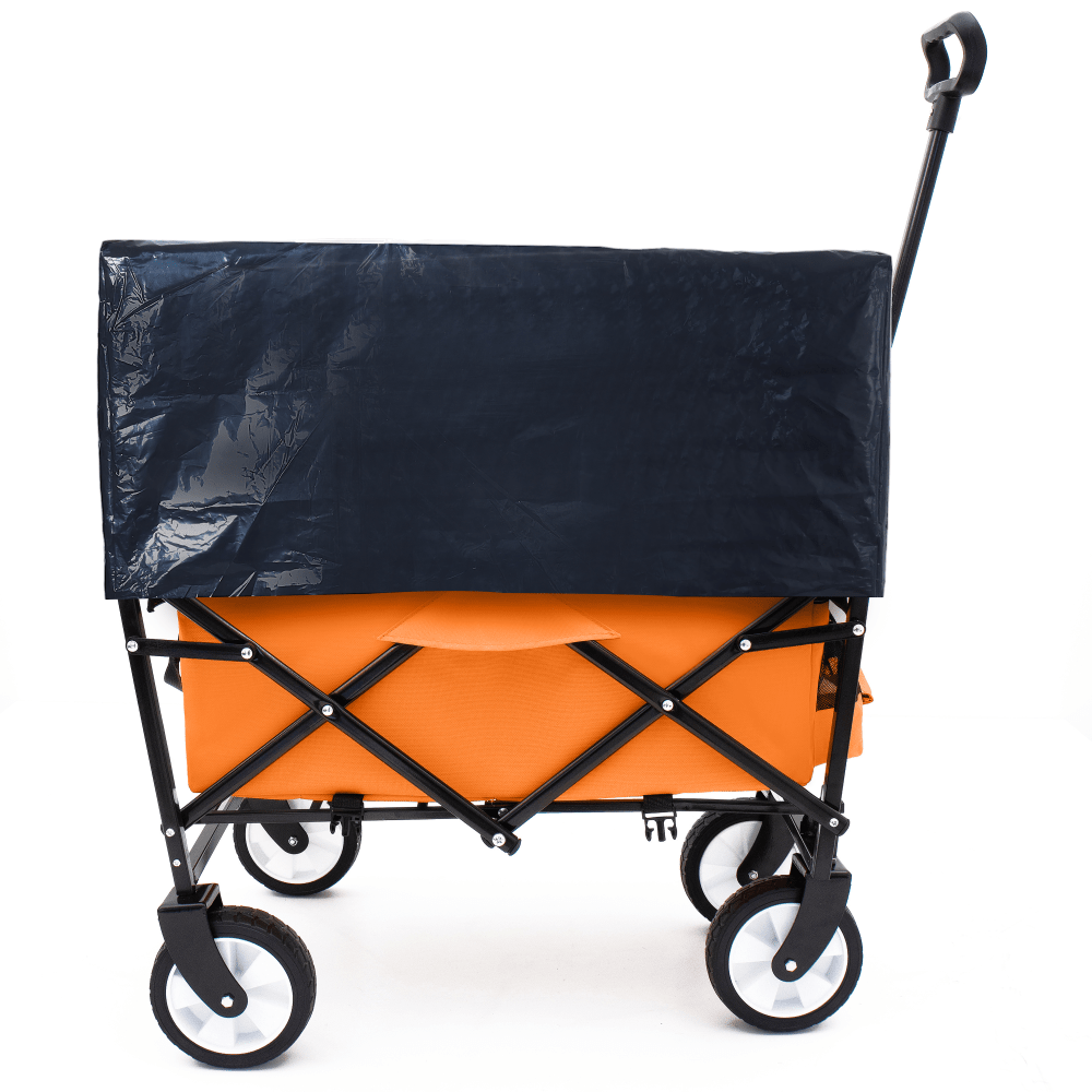 Heavy Duty Collapsible Beach Wagon Utility Cart For Camping Shopping Sports Gardening Fishing Supports 225lbs With All-Terrain Wheels Orange