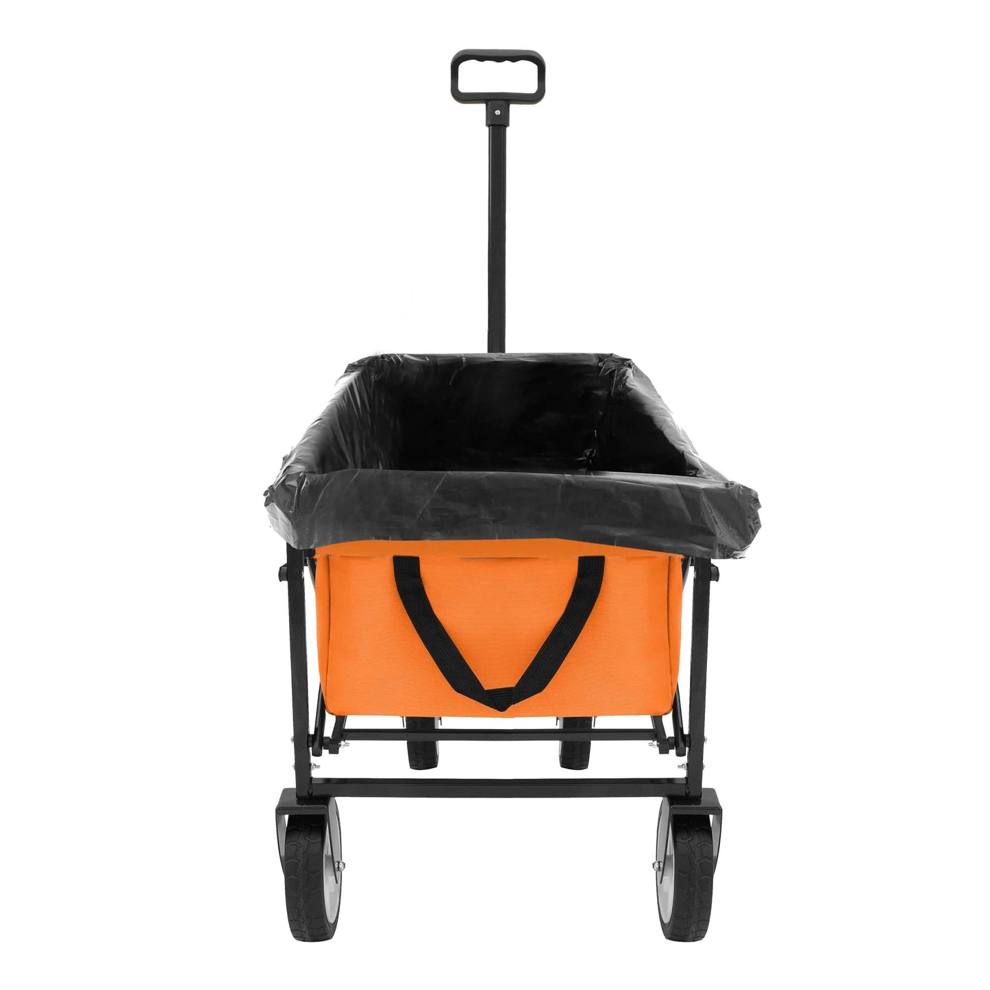 Heavy Duty Collapsible Beach Wagon Utility Cart For Camping Shopping Sports Gardening Fishing Supports 225lbs With All-Terrain Wheels Orange