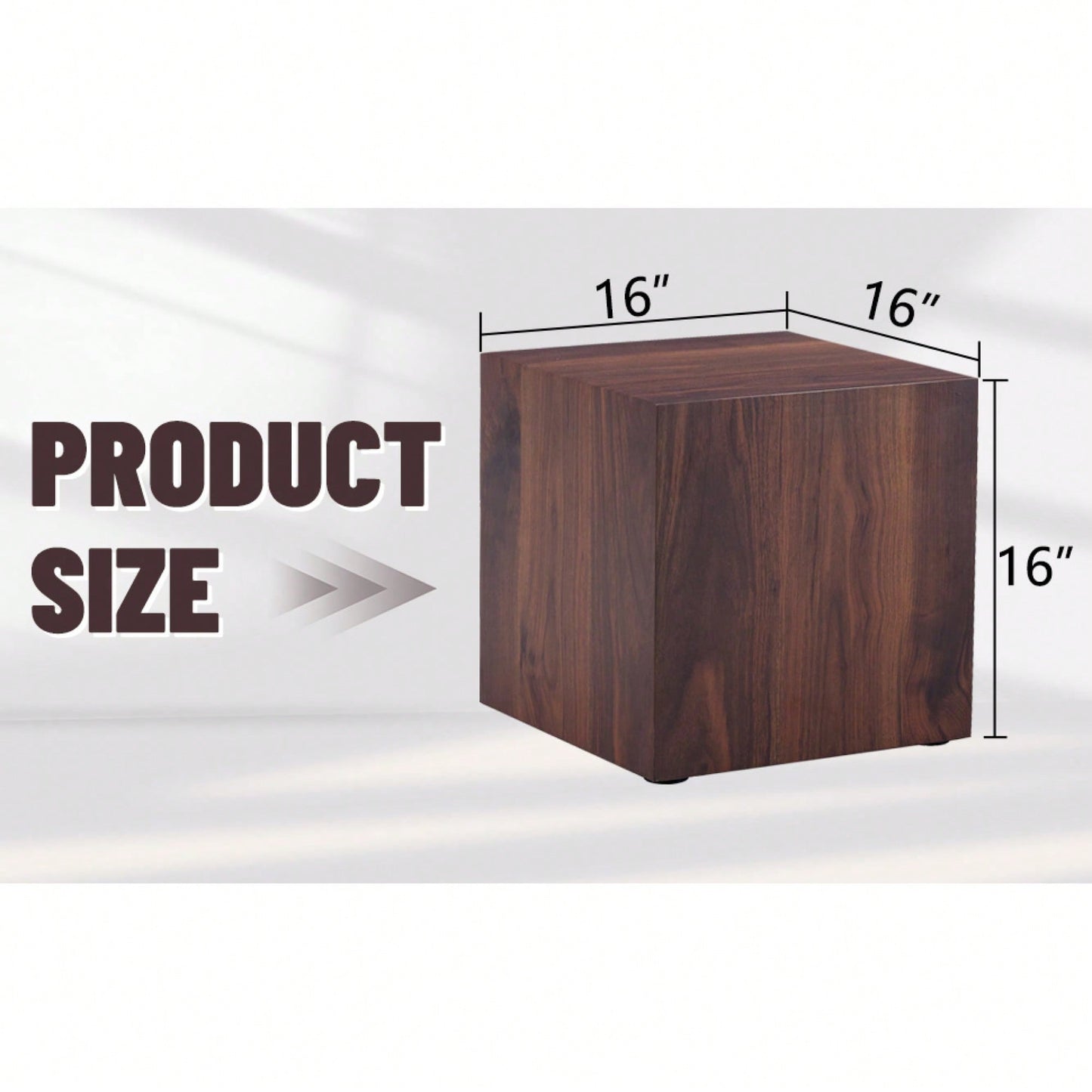 Stylish 16 Inch Walnut Wood Grain MDF Coffee Table With Cube Design Perfect For Living Room Accent