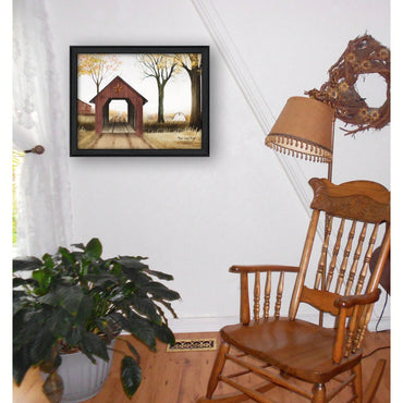 Scenic Bucks County Bridge Framed Wall Art Ready To Hang Black Frame Decor