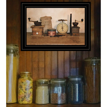 Rustic Coffee Shop Framed Wall Art In Black Frame For Cozy Home Decor