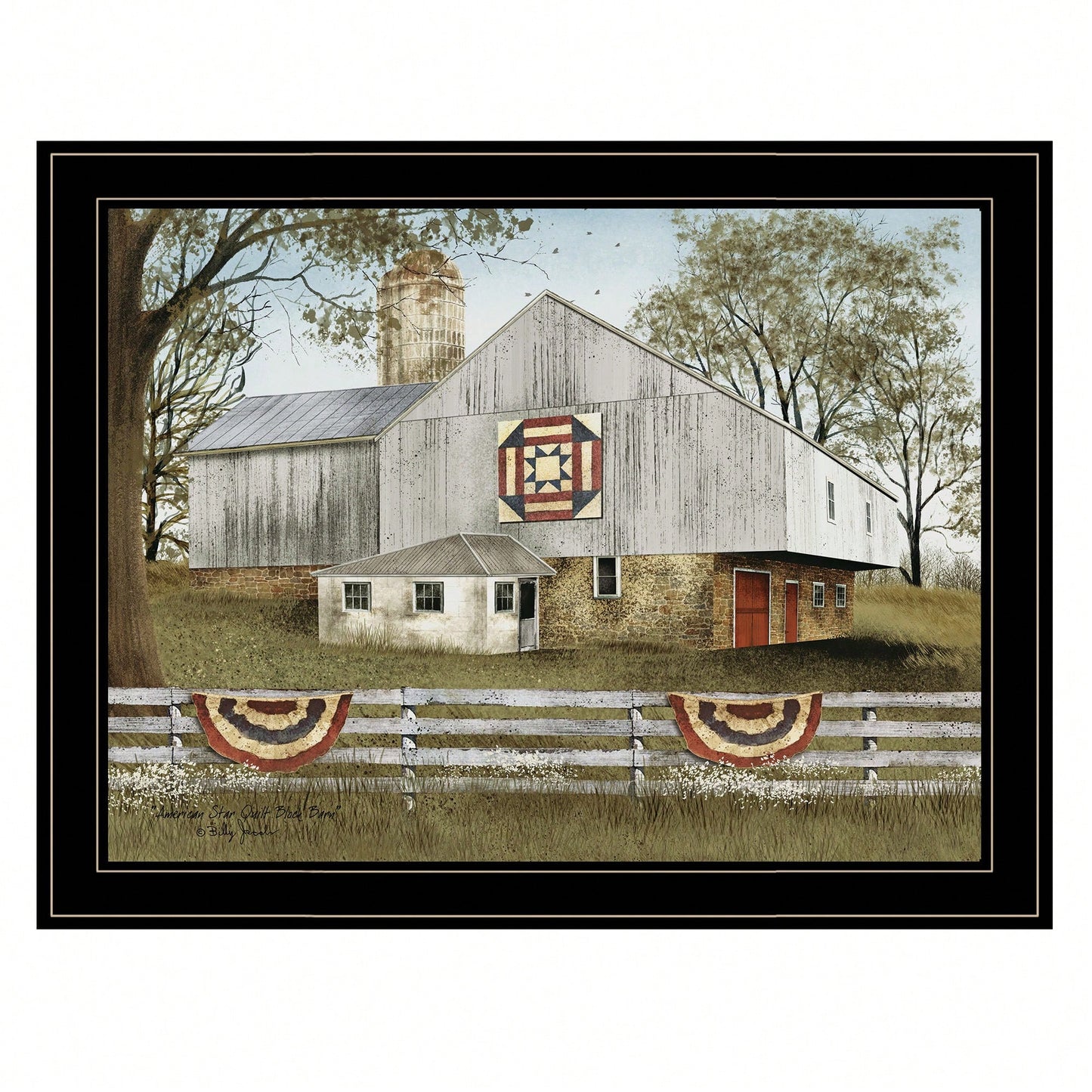 American Star Quilt Block Framed Wall Art For Modern Home Decor In Living Room Bedroom And Farmhouse Style