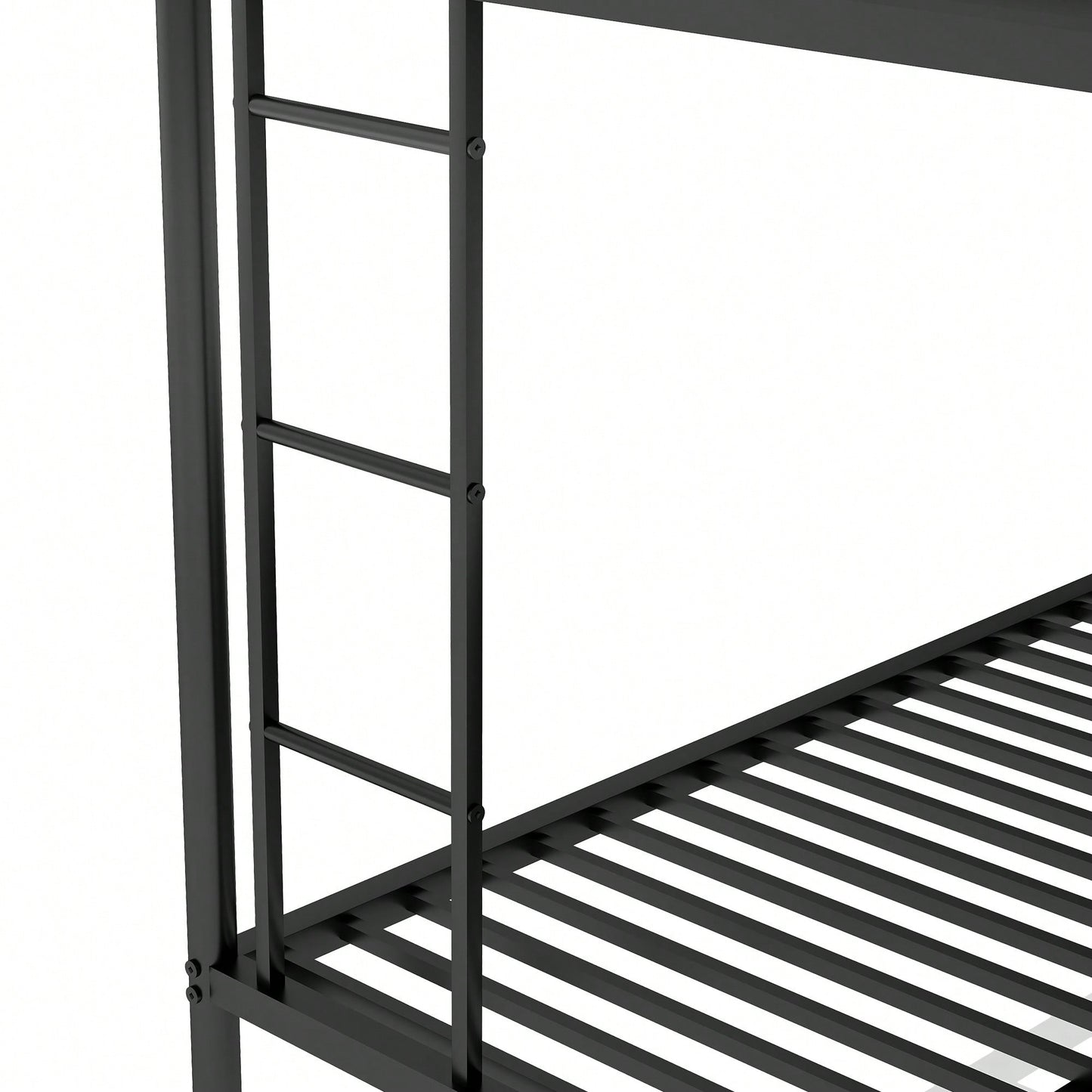 Sturdy Twin Over Full Bunk Bed With Twin Trundle And Dual Ladders In Black Finish