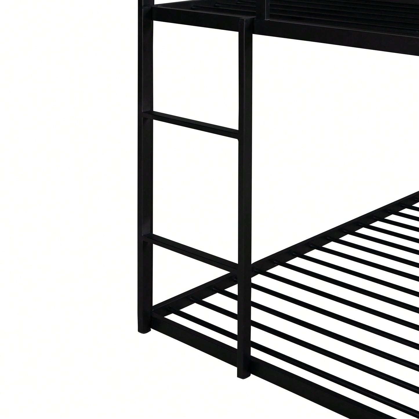Twin Over Twin Metal Bunk Bed Frame For Kids With Built-In Ladder - No Box Spring Required - White Finish