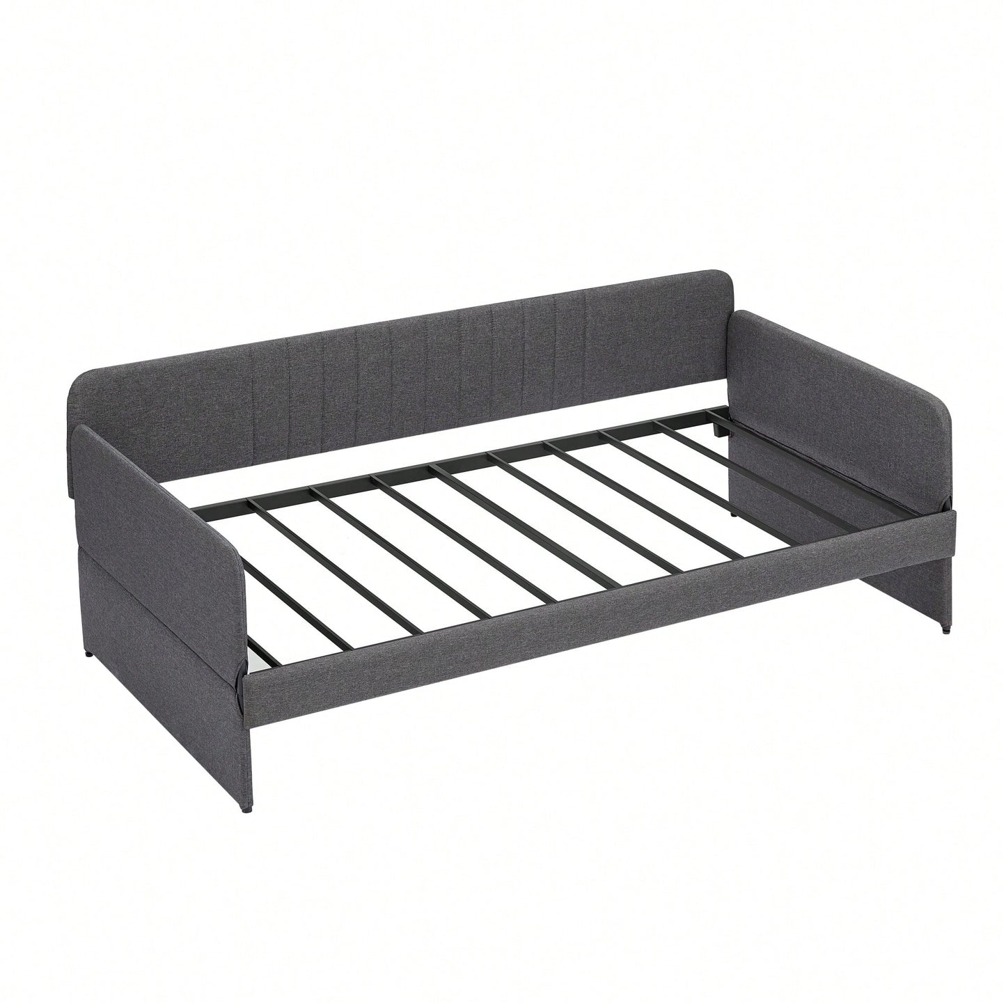 Twin Size Metal Framed Daybed Sofa Bed With Trundle 78.4''w X 41''d X 29.8''h Grey