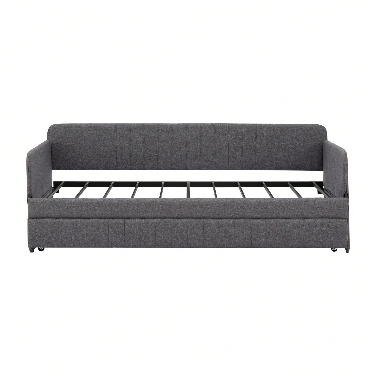 Twin Size Metal Framed Daybed Sofa Bed With Trundle 78.4''w X 41''d X 29.8''h Grey