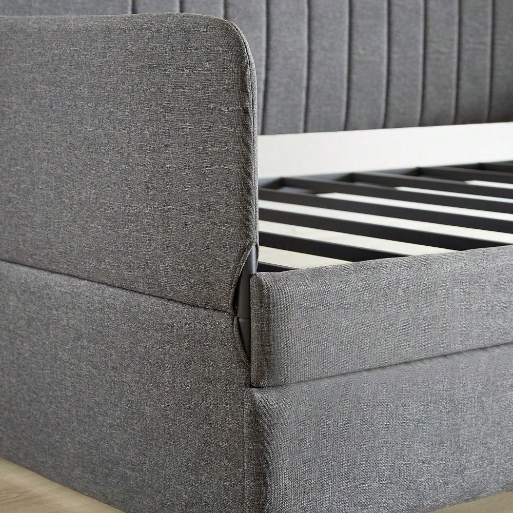 Twin Size Metal Framed Daybed Sofa Bed With Trundle 78.4''w X 41''d X 29.8''h Grey