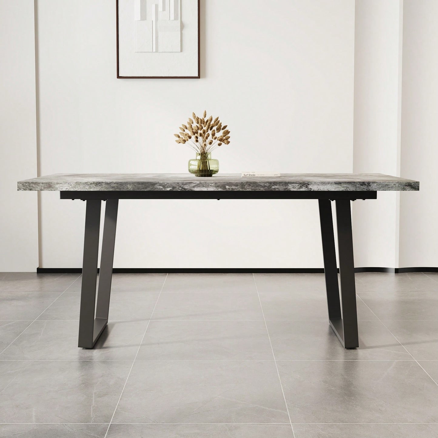 Modern 62.9-Inch Rectangular Wooden Dining Table For 6 People Ideal For Kitchen And Dining Rooms